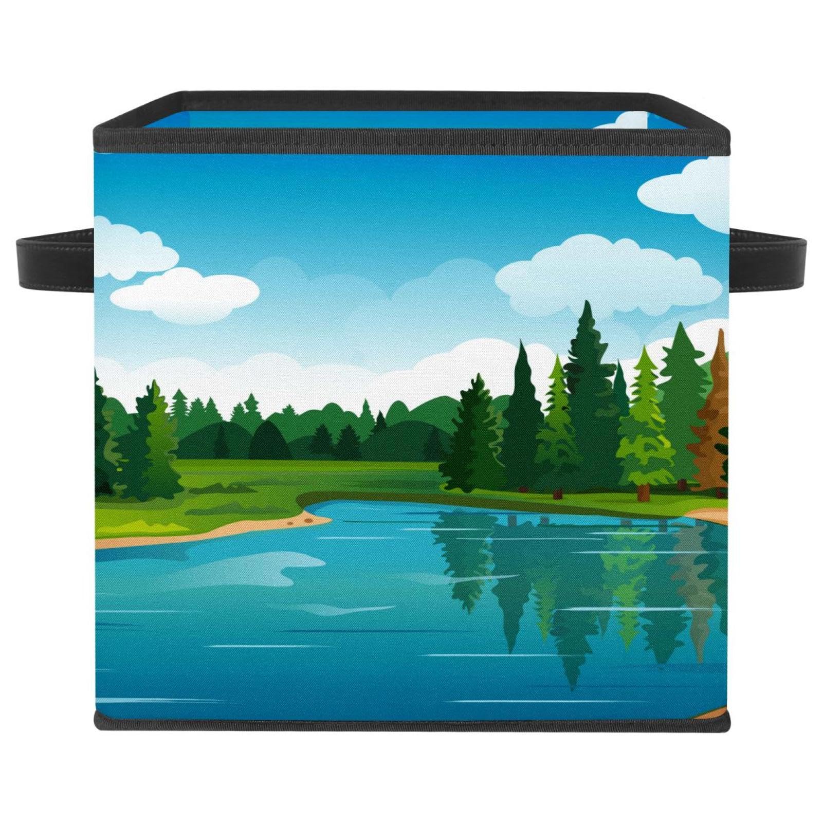 Boîte de rangement pliable en tissu cube placard armoire boîte jouets Forest Lake
