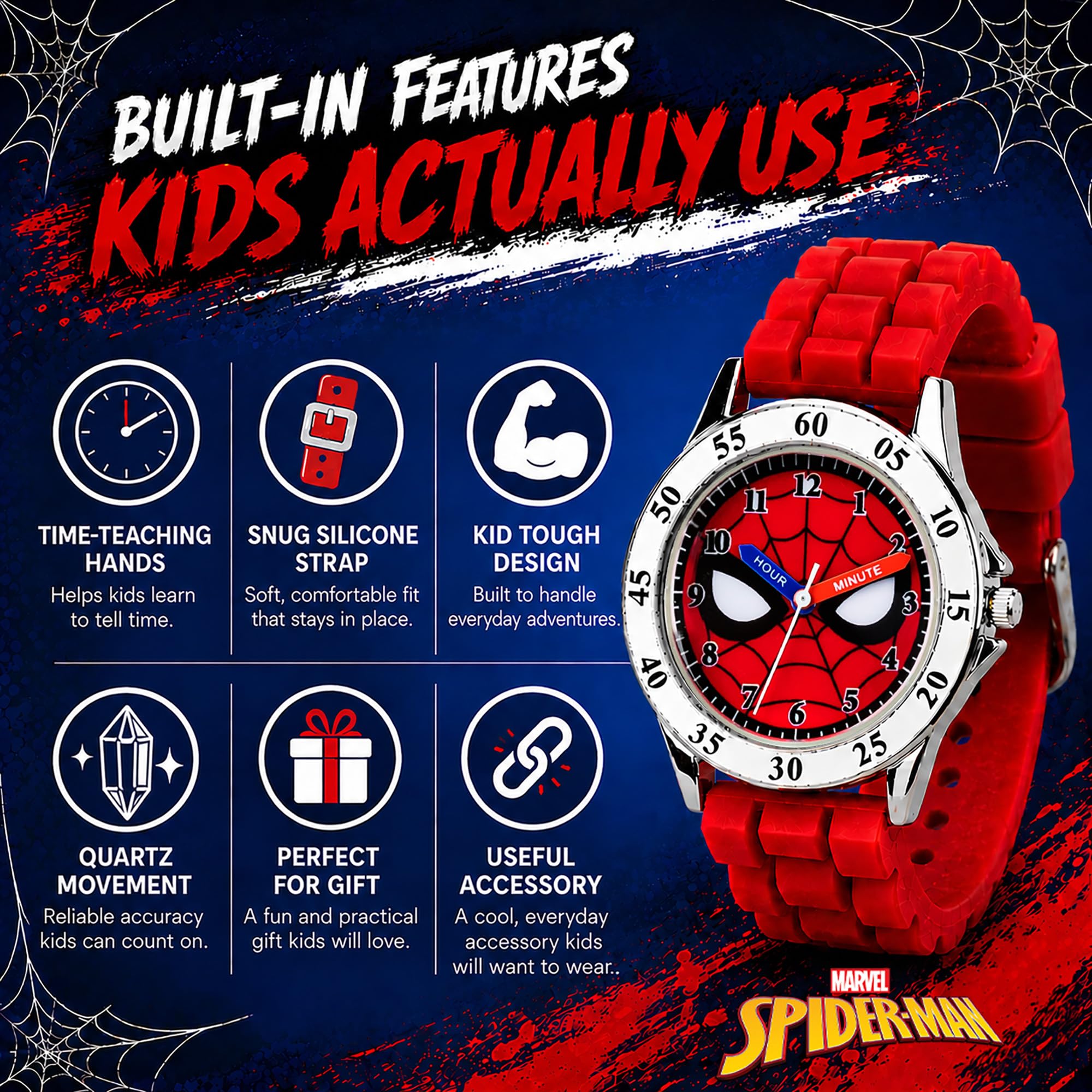 Accutime Orologio Analogico al Quarzo Unisex Bambini con Cinturino in Silicone SPD9040AZ
