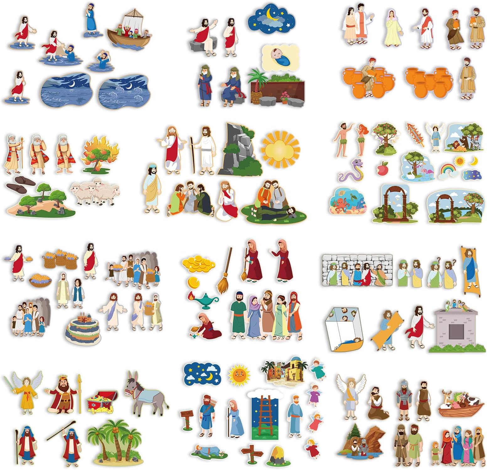 12 Set Felt Board Stories Pieces Set Felt Animals Bible Fairy Tales for Preschool Animals Figures Flannel Board Stories for Toddlers Preschool Kindergarten Storytelling(Religious)