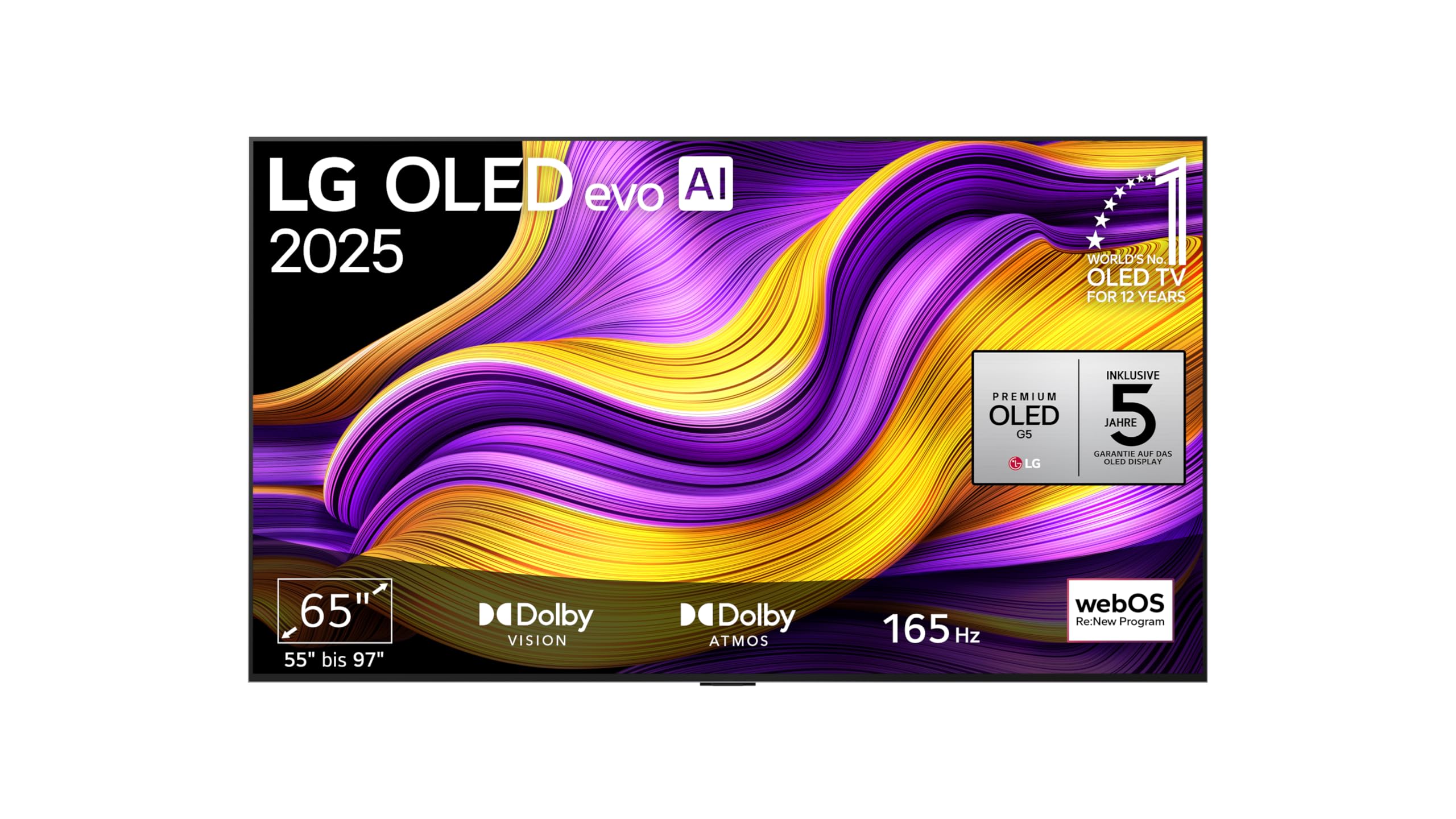 LG OLED65G57LW TV 65 Zoll (165 cm) 4K OLED evo AI TV (α11 Gen2 4K AI Prozessor, webOS 25, 120Hz (VRR bis zu 165Hz)) [Modelljahr 2025]