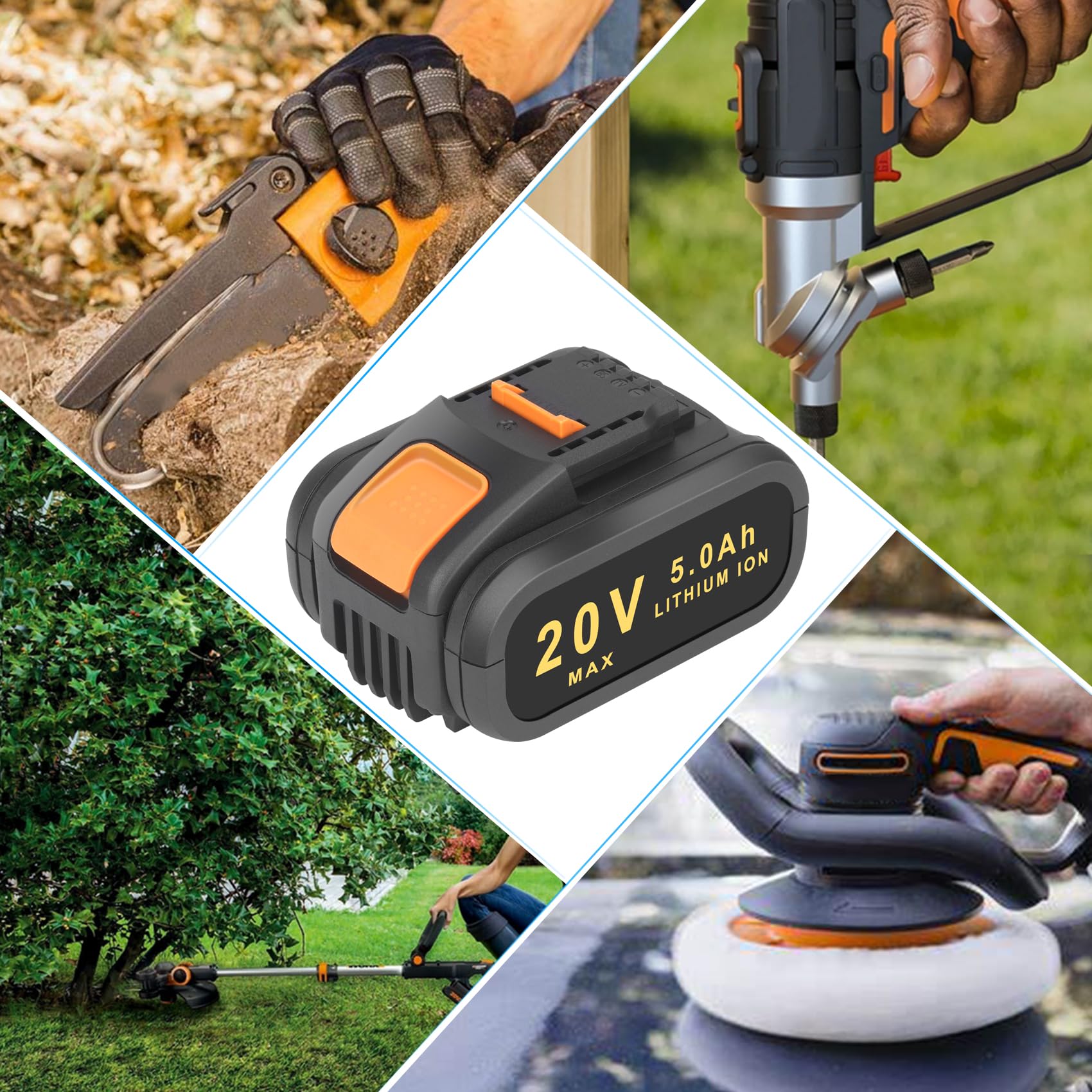 5000mAh Batteria Sostitutiva per Worx 20V WA3553 WA3551 WA3556 WA3551.1 WA3644 WA3572 WX390 WX176 WX178