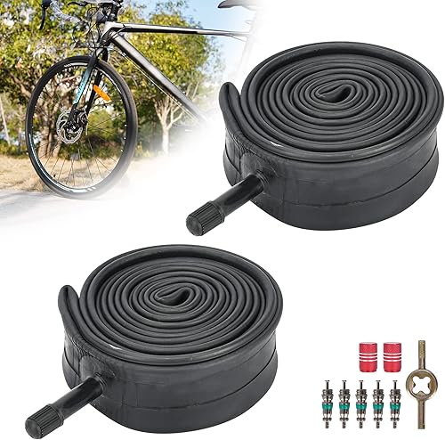 Miniatura 7 de RUTU 27 tubos para neumáticos de bicicleta de 1 38 (tubo de 700 x 35-40), tubo interior de 27 x 1.38 con válvula Schrader de 1.260 in y accesorios