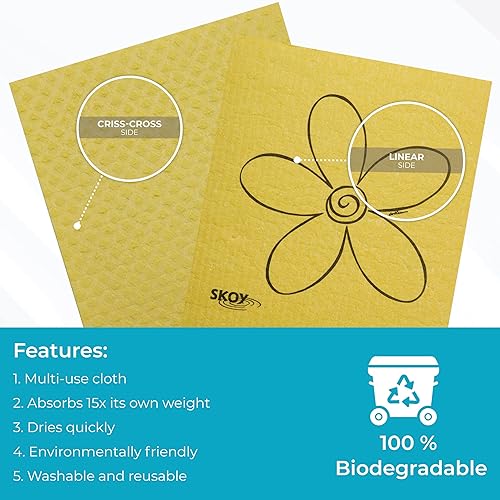 Miniatura 7 de Skoy Paño de cocina sueco, paquete de 8 paños versátiles para cocina y uso doméstico, paños de limpieza reutilizables, ecológicos, aptos para
