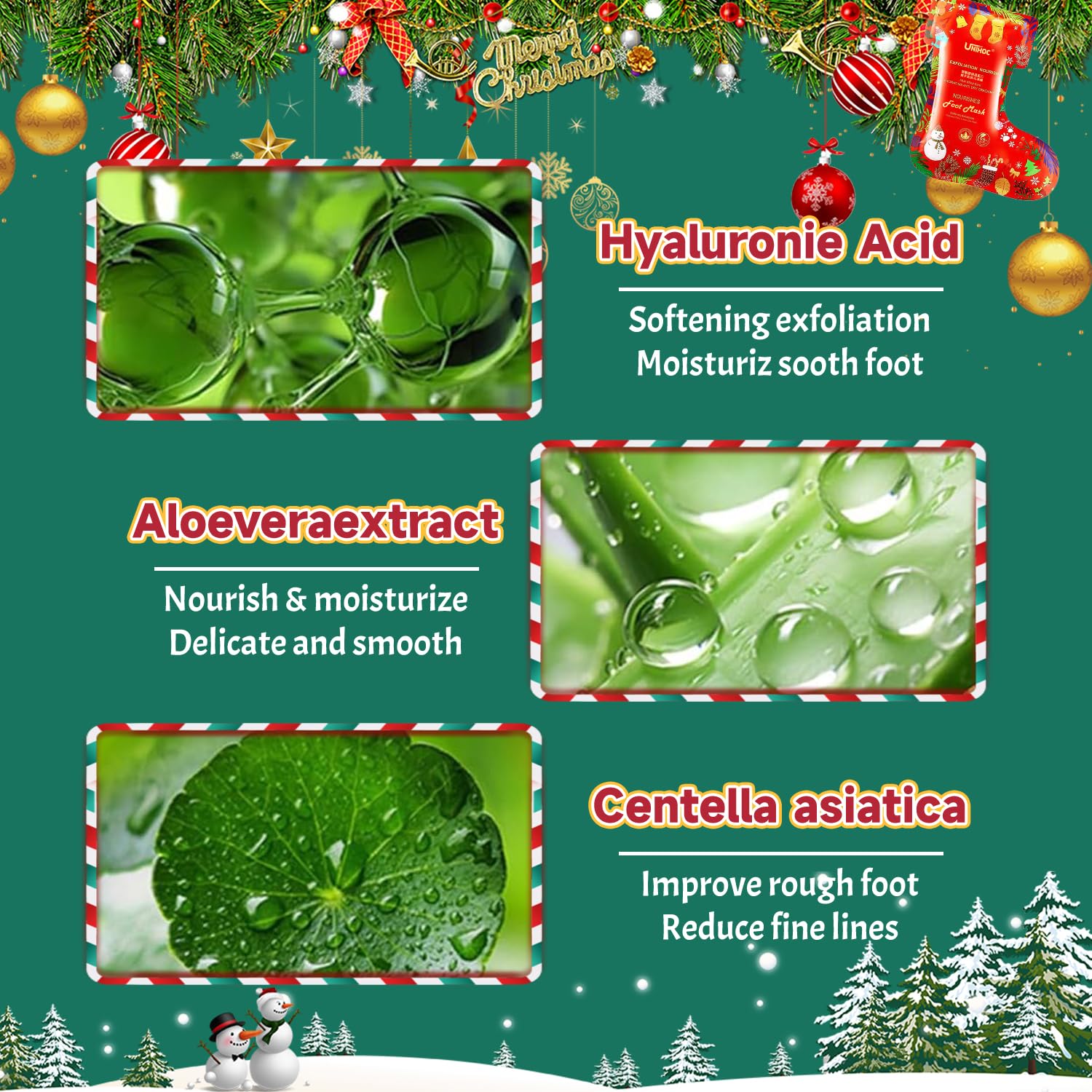 5 Paia Maschera Piedi Natale, Maschera Idratante Piedi, Maschera Piedi Esfoliante E Idratante, Rimuove Efficacemente i Calli e Ammorbidisce le Cuticole, Rendendo la Pelle Più Liscia