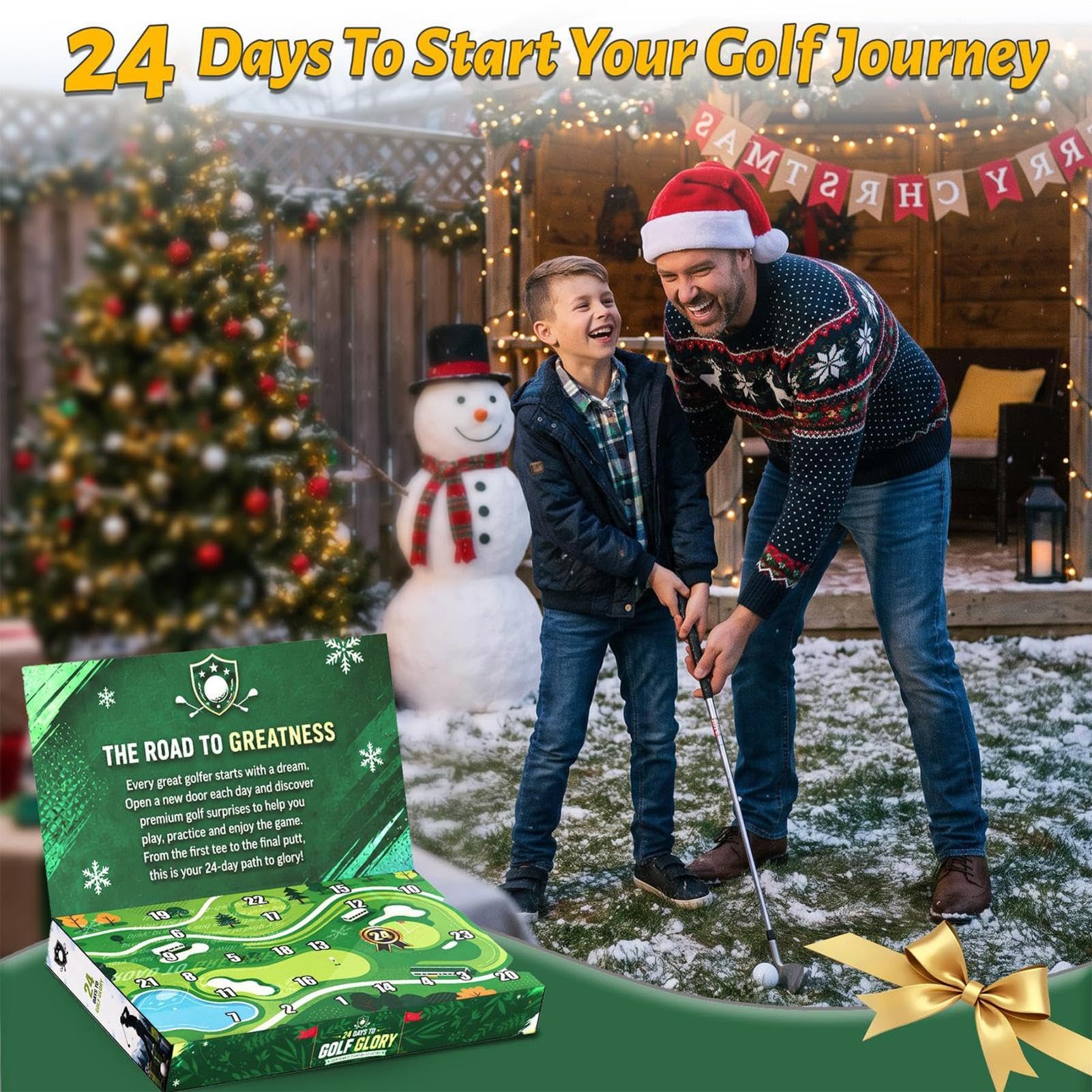 Golf Christmas Advent Size Cardboard Paper | 24 Days Countdown Calendar