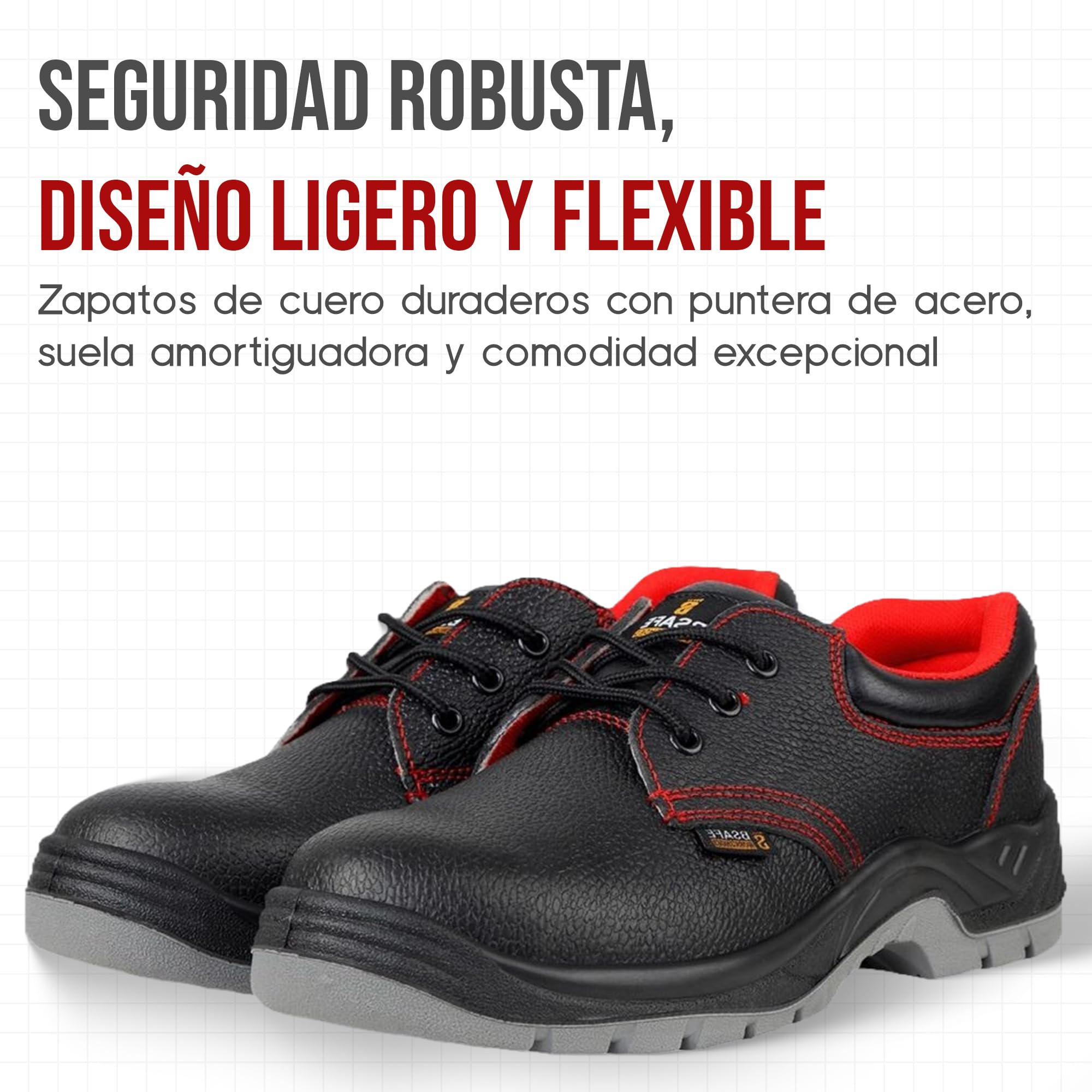 Mazalat Calzado de seguridad Hombre S1, Calzado de trabajo y seguridad Ligero, Piel de becerro, Negro, impermeable, Antideslizante, Calzado de seguridad Hombre Puntera de acero, Zapatilla de seguridad