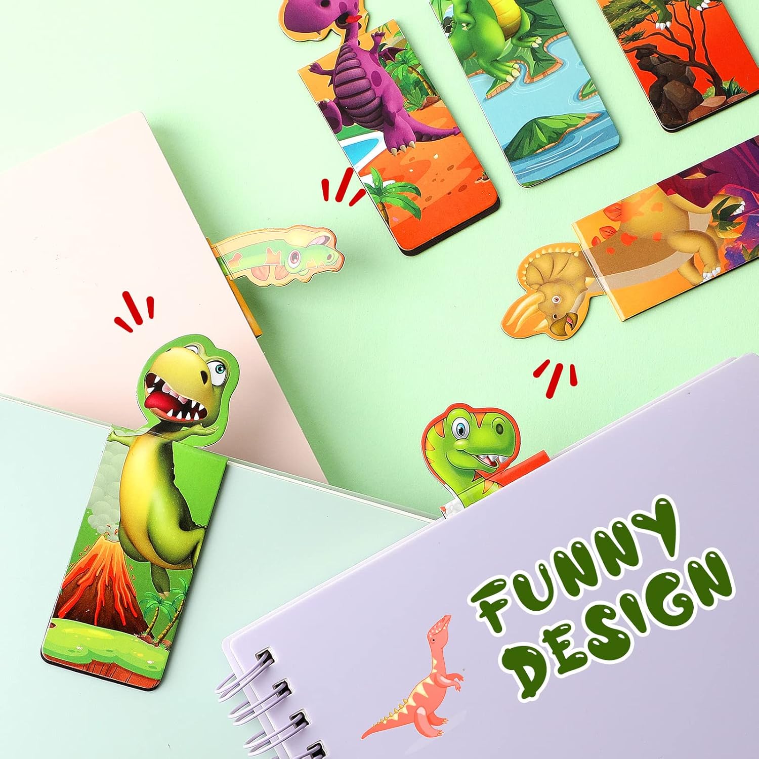 Sepamoon 12 Pcs Magnetic Bookmarks Bulk Magnetic Page Clips Cute Magnet Page for Valentines Markers Funny Animal Bookmarks Book Lovers Gifts for Reading Party Favor Students Teachers (Dinosaur Style) - Image 5