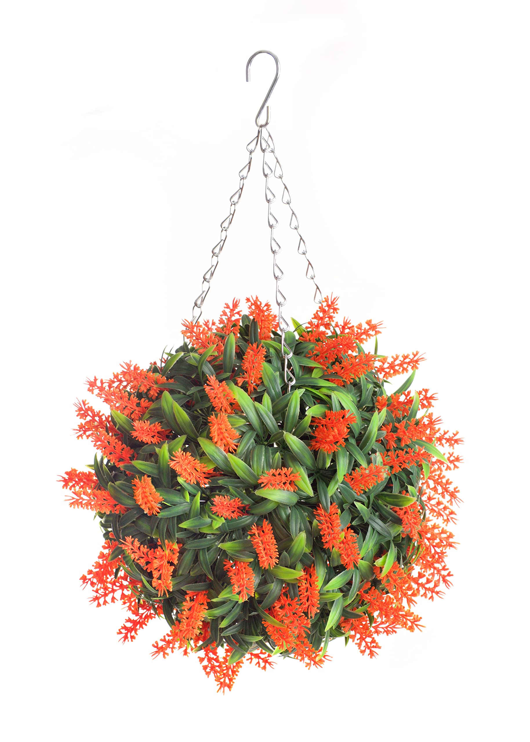 Best Artificial Orange Lavender Flower Ball Lush Long Leaf Topiary Grass **UV Fade Protected** (28cm)