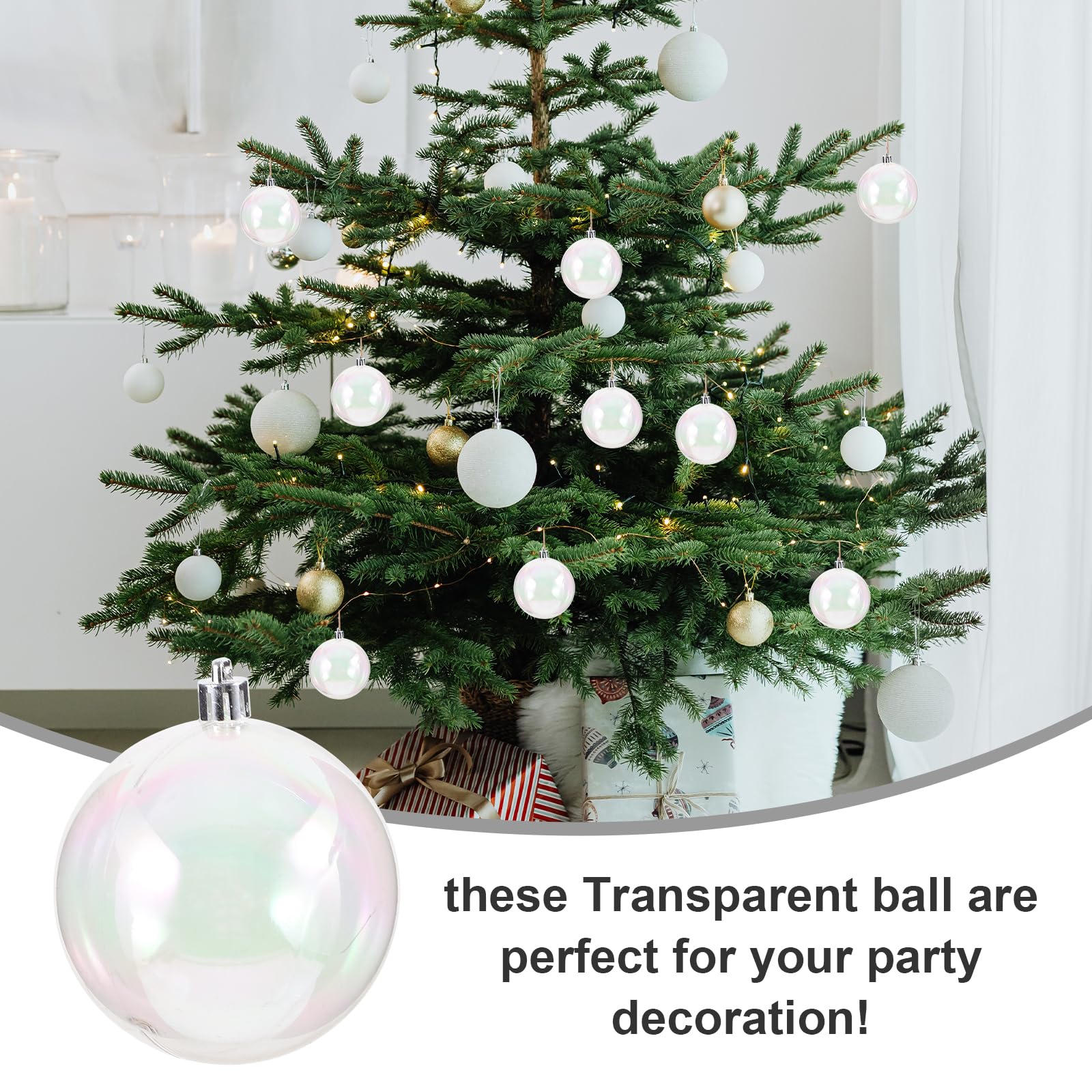 12 Stück Weihnachtskugeln Ornamente schillernde Ornamente Kugeln schillernde Christbaumkugeln Kunststoff DIY hängende Kugel Ornamente für Weihnachtsfeier (8 x 8 cm)