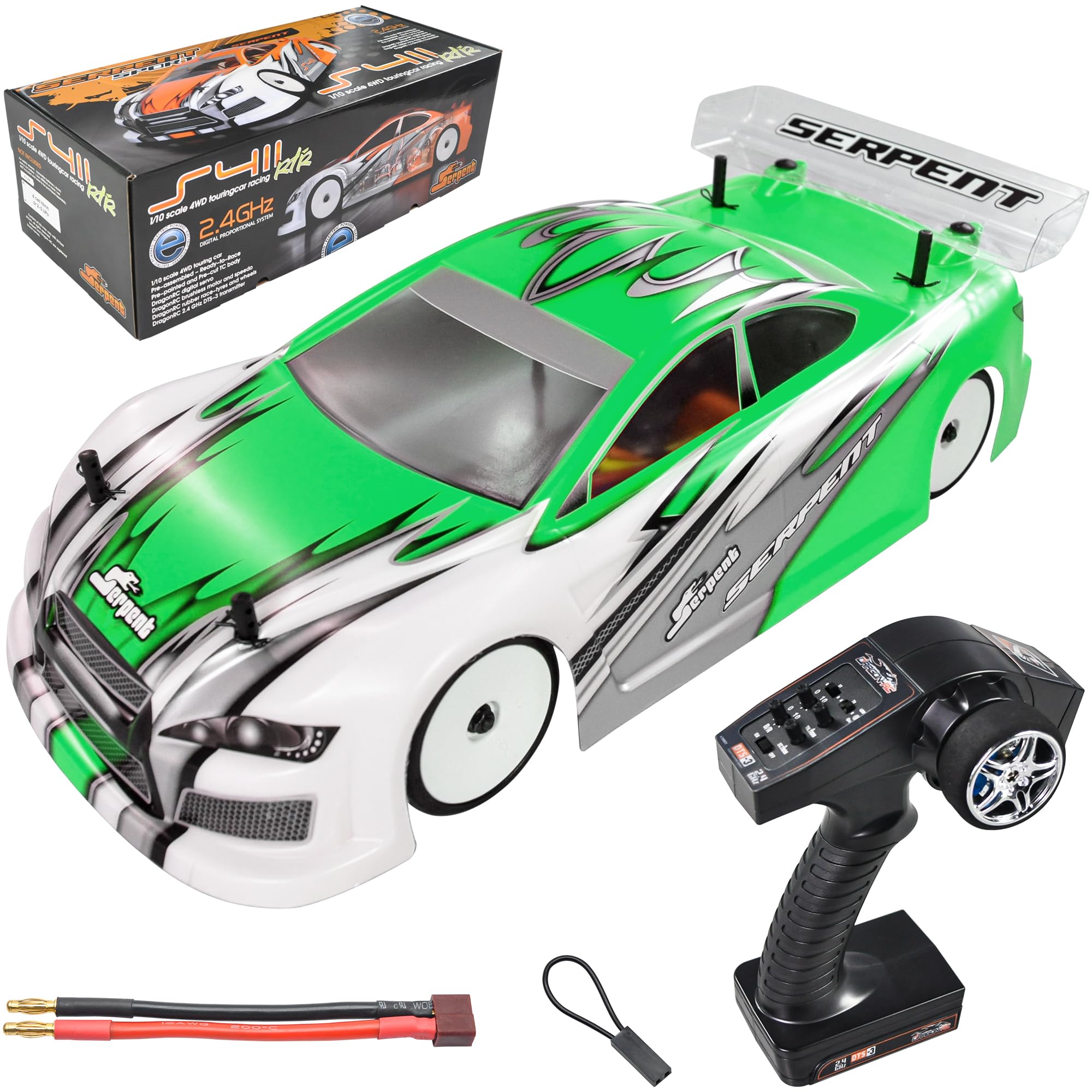 Serpent 1/10 Touring Car RTR - Ready-to-Race Electric RC Car Kit with Dragon-RC Electronics, High Speed, Water Proof, Assembled, Battery and Charger Excluded, S411