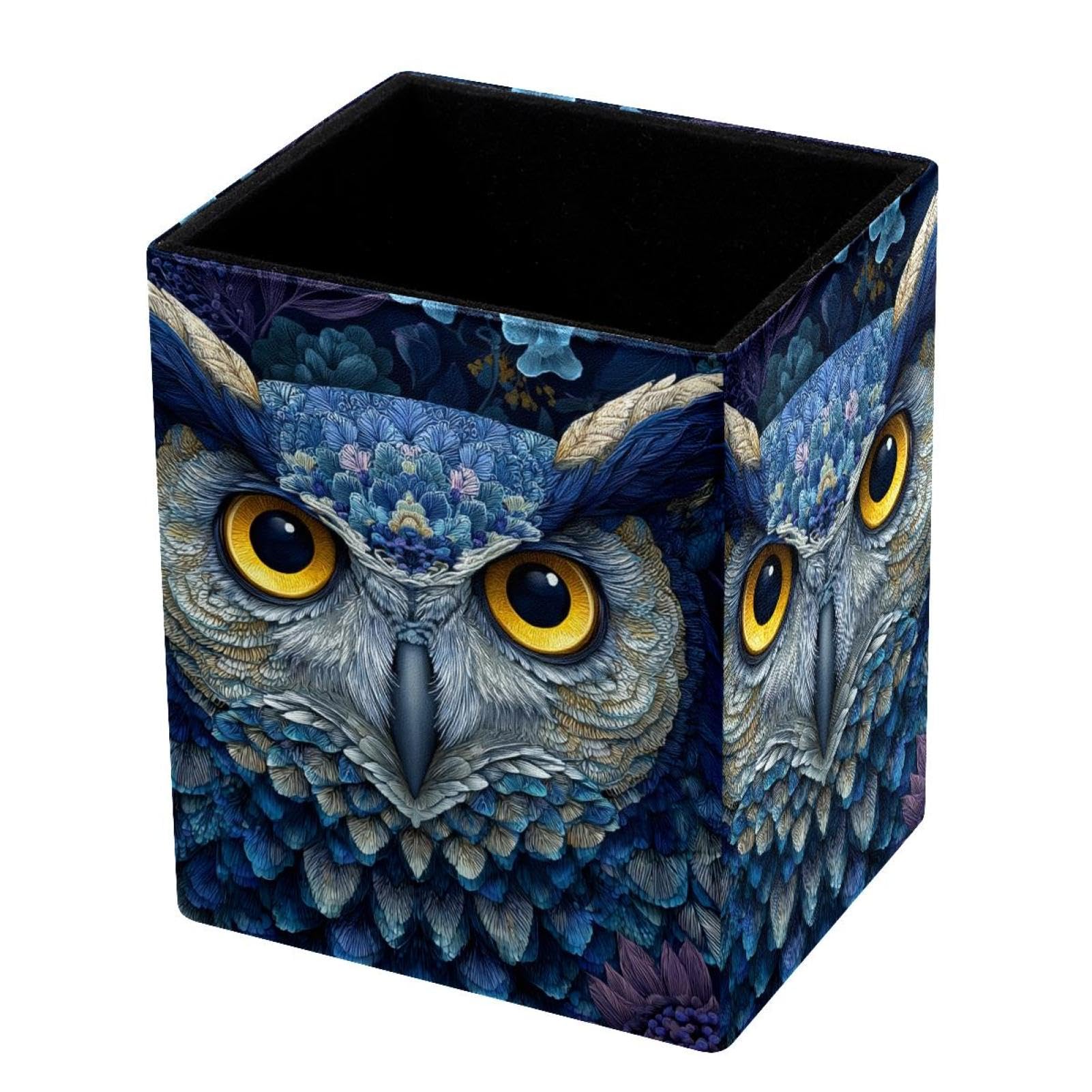 VAPOKF Pencil Holders for Desk, Owl Printed Pen Holders Pen Pot Makeup Brushes Storage Desktop Stationery Supplies Organiser for Home Office