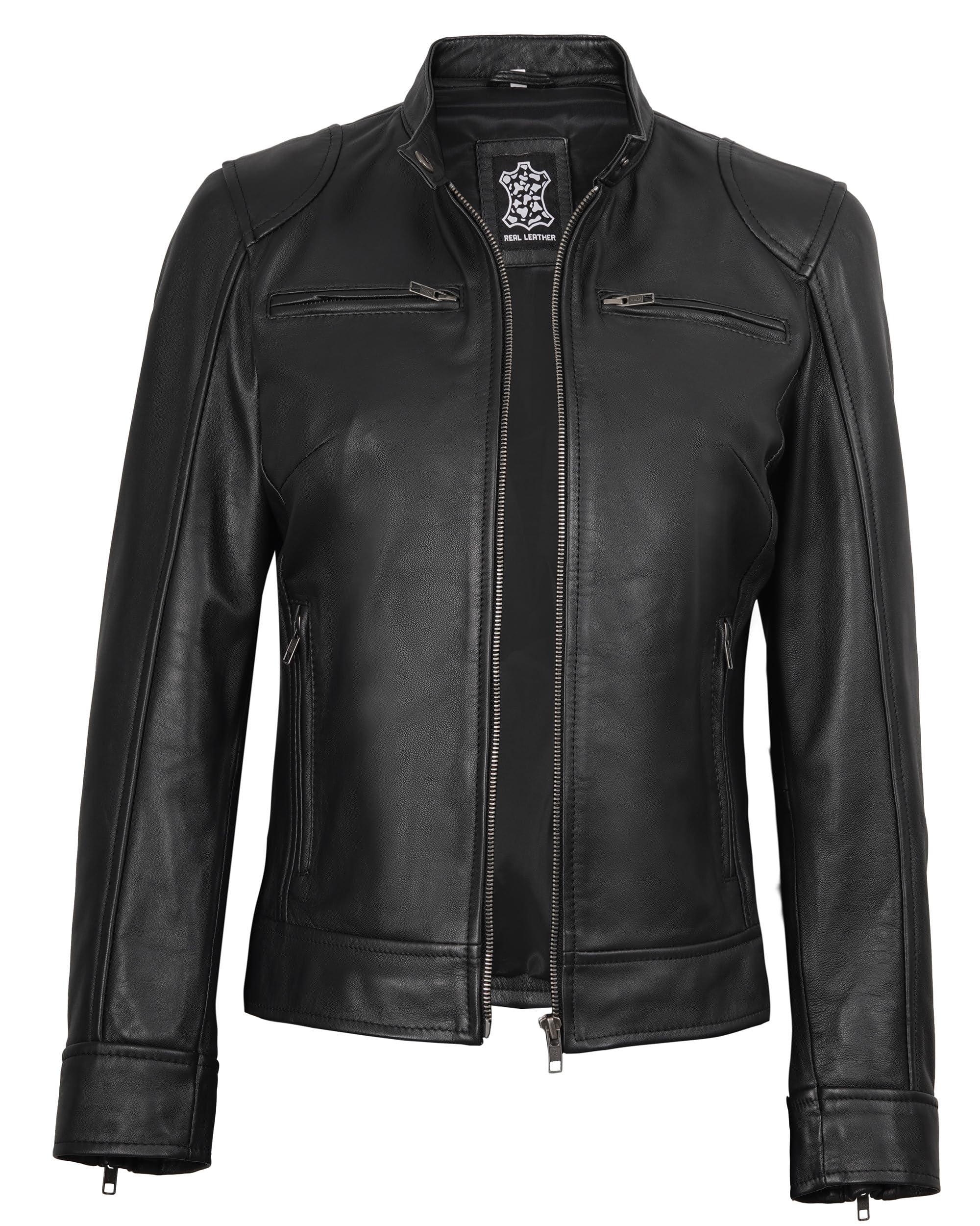 fjackets Veste en cuir pour femme en cuir d'agneau véritable pour femmes vestes en cuir élégantes