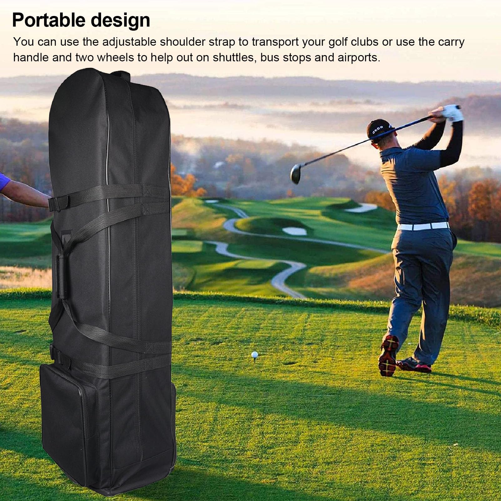 Bolsa de viaje acolchada con ruedas, impermeable, duradera, para viajes aéreos, palos de golf