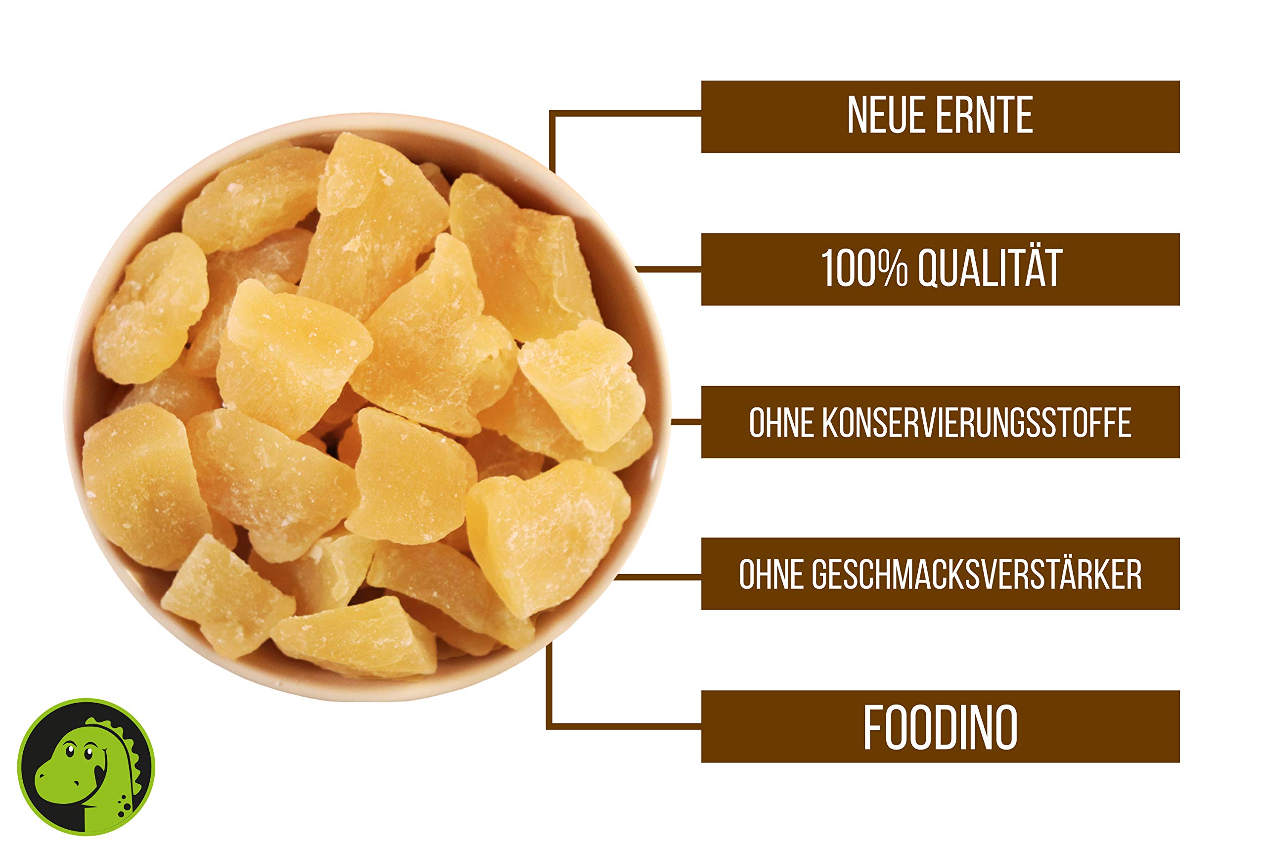 FOODINO Ingwerstücke scharf leicht kandiert 100% Natur 500g 2,5kg wiederverschließbar