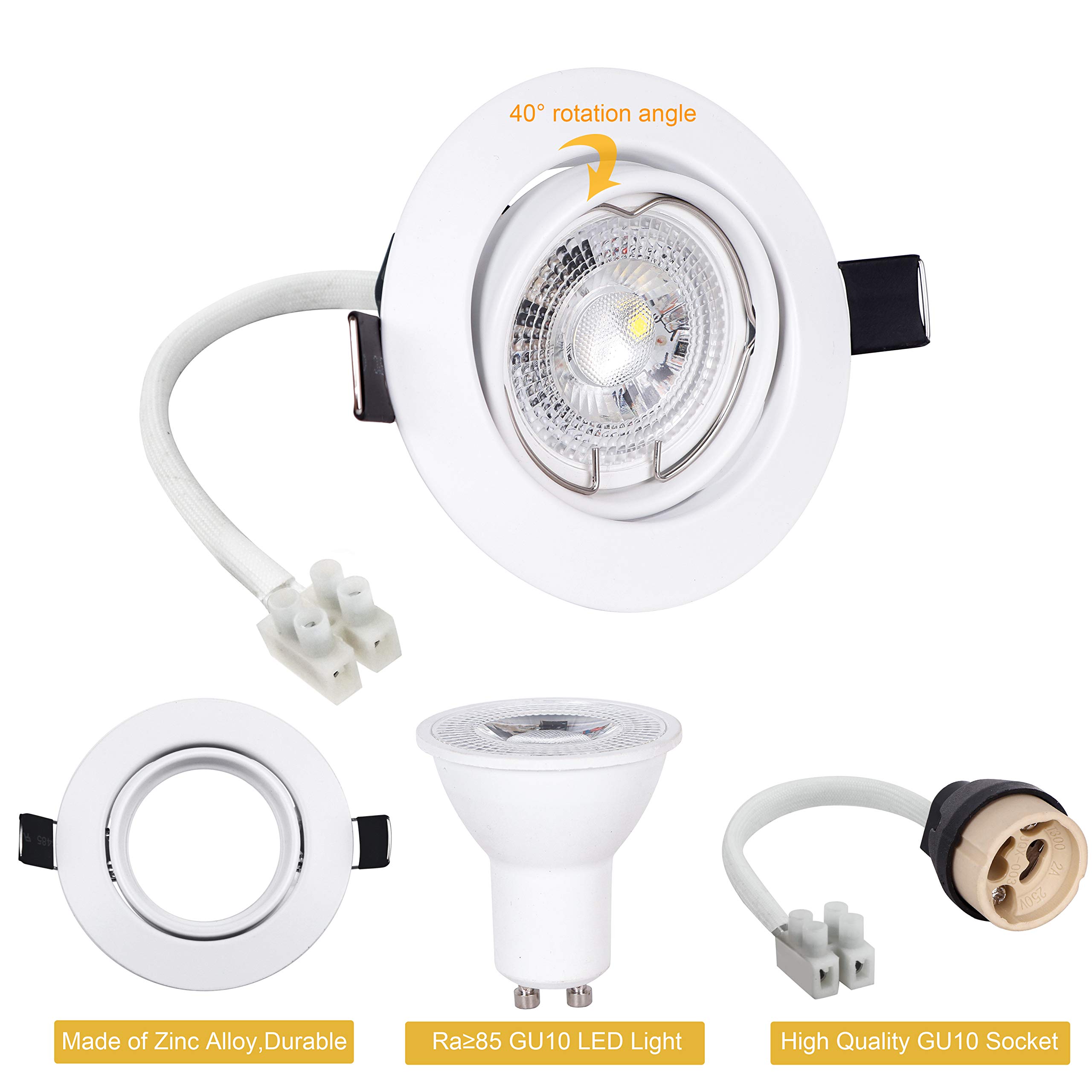 LED Spots Encastrables Orientables GU10 RGB 6W 2700K Blanc Chaud 85V-265V Rond Métal avec Télécommande 6er Set