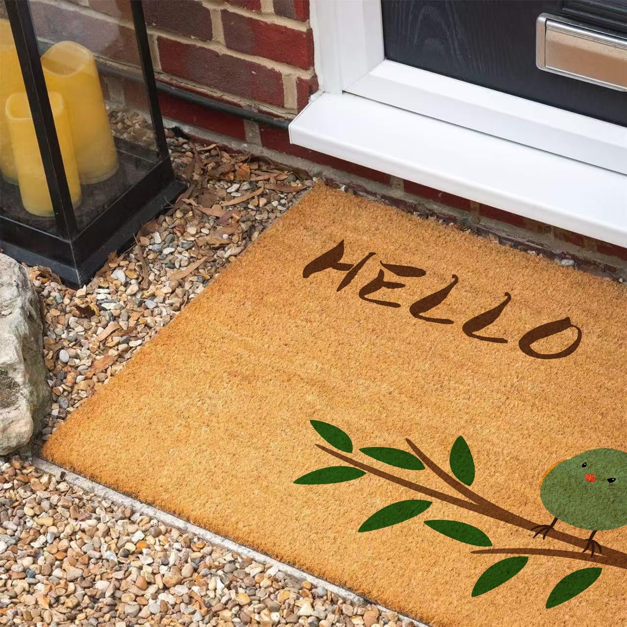 Morbuy Felpudo de Fibra de Coco Alfombra de Entrada (Pájaro,60x90cm) | Antideslizante Felpudo Resistente para Puerta Exterior e Interior Duradero y Fácil de Limpiar para Casa y Porche