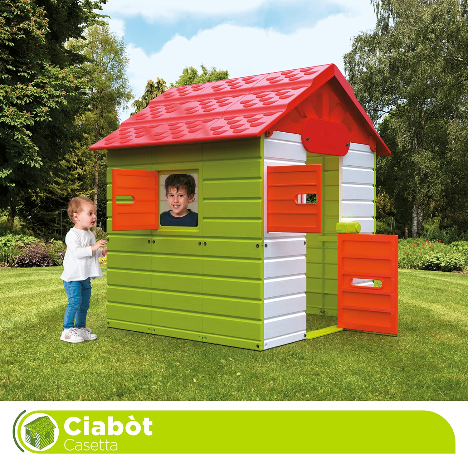 Mondo Ciabòt Garden House - Casetta da Giardino da Gioco per Bambini, House Kids Interno, Esterno Multi-Activity, Cod 32000, Multicolore