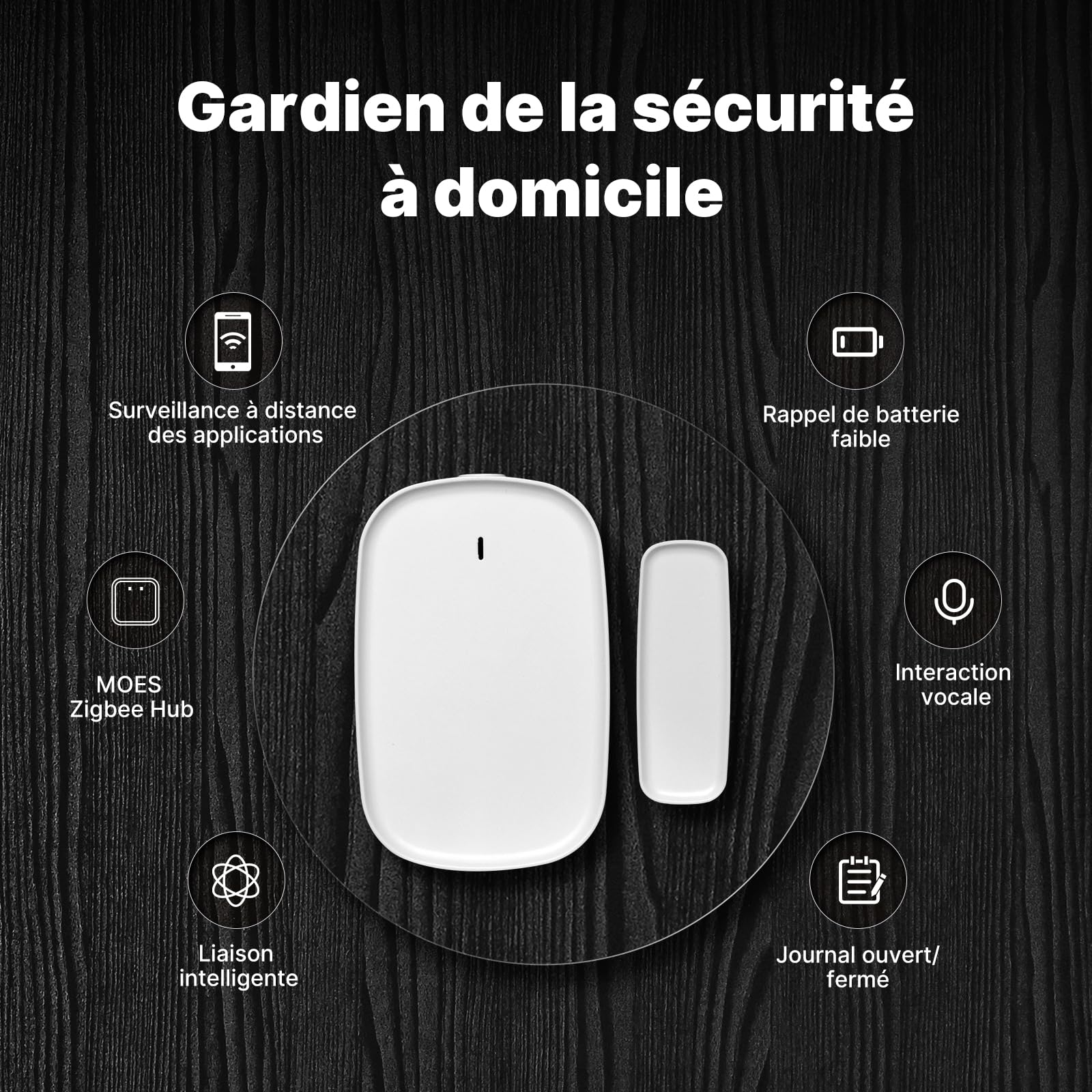 MOES Capteur de Porte et Fenêtre Intelligent ZigBee, 3PCS | Détecteur sans fil pour système d'alarme et maison, nécessite ZigBee Tuya Gateway, Smart Life