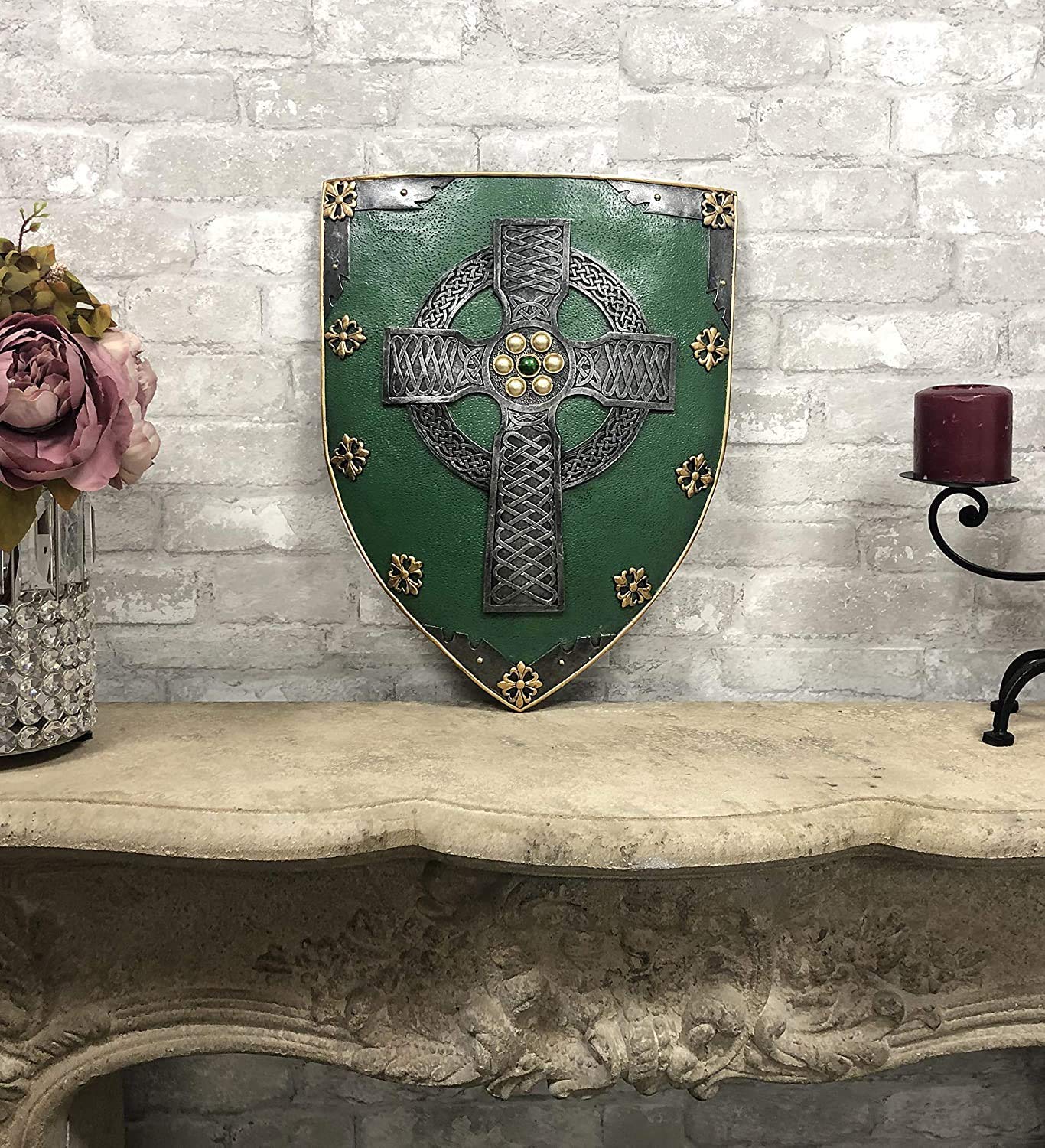 Pacific Giftware Celtic Cross Warriors Faith Shield Wall Sculpture Decor