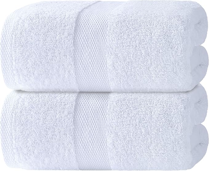 Bath Sheet Towels - 650 GSM Cotton Luxury Bath Towels Extra Large 35x70 | Highly Absorbent and Quick Dry | Hotel Quality Extra Large Bath Towels Oversized, White, 2 Pack