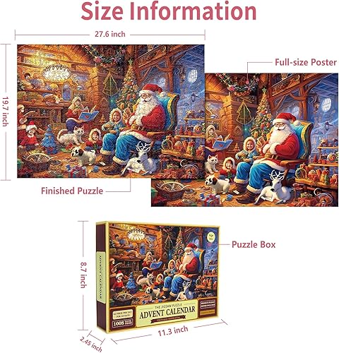 Miniatura 4 de Rompecabezas de Adviento 2023, rompecabezas de Navidad, rompecabezas de fiesta de Papá Noel, 24 piezas, 1000 piezas, rompecabezas para adultos y