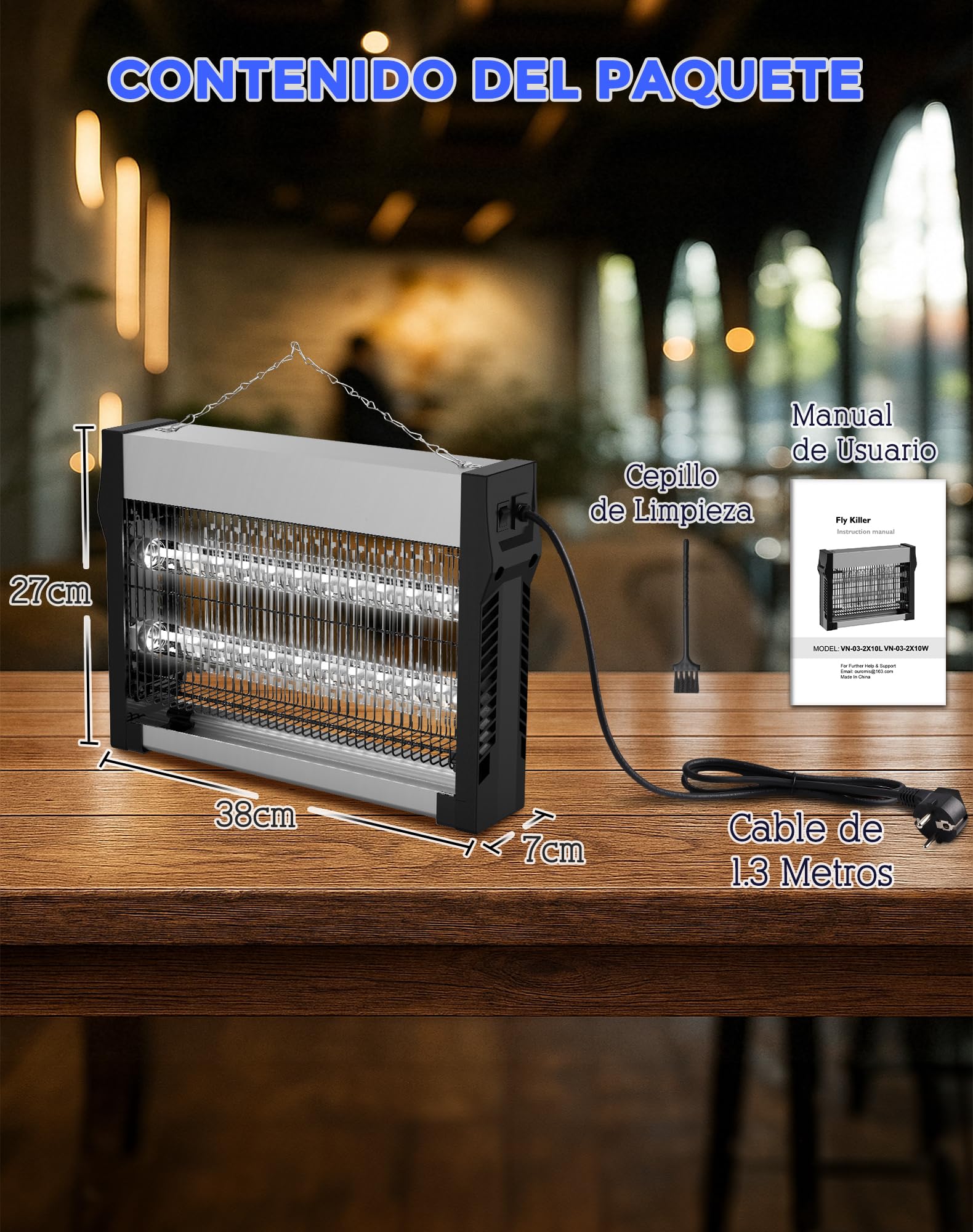 Lámpara Antimosquitos Eléctrica UV 365nm+395nm, Mata Mosquitos con Rejilla de 2500V, Trampa de Insectos sin Químicos, Luz Anti Mosquitos para Interior, Exterior, Hogar, Terraza, Jardín
