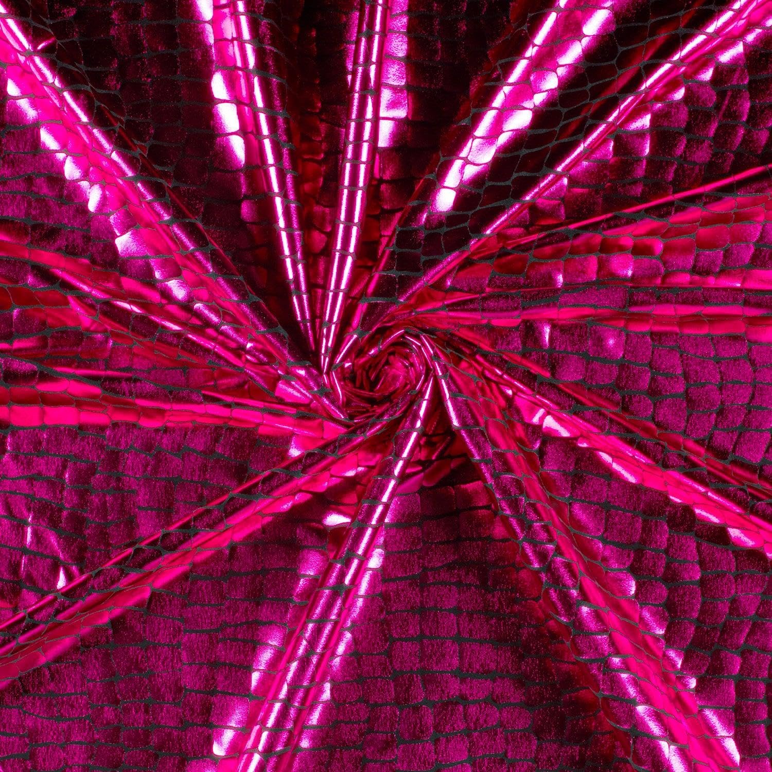 Spandex Dance Lame Foil Crocodile Fabric Material Fuchsia 1MTR