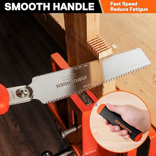 Miniatura 6 de JORGENSEN Sierra Japonesa de Corte al Ras, Sierra de Arrastre Profesional de Doble Filo de 5 Pulgadas, Sierra de Mano de Madera con Hoja Flexible