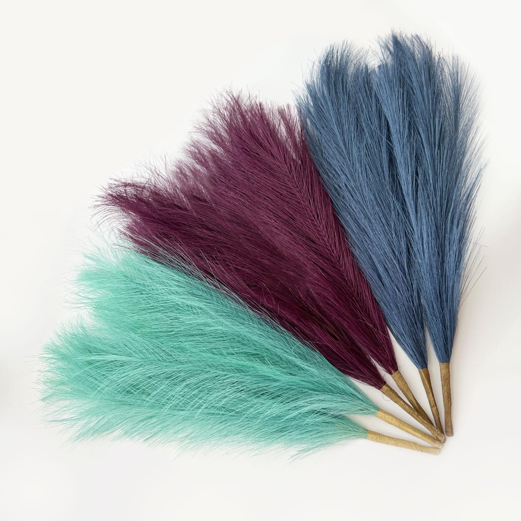 Pampas Grass Decor, Fluffy Faux Pampas Grass 6 Stem 18"/45cm Pompous Grass Small Flower Arrangement and Vase Filler for Boho Home Wedding Decoration