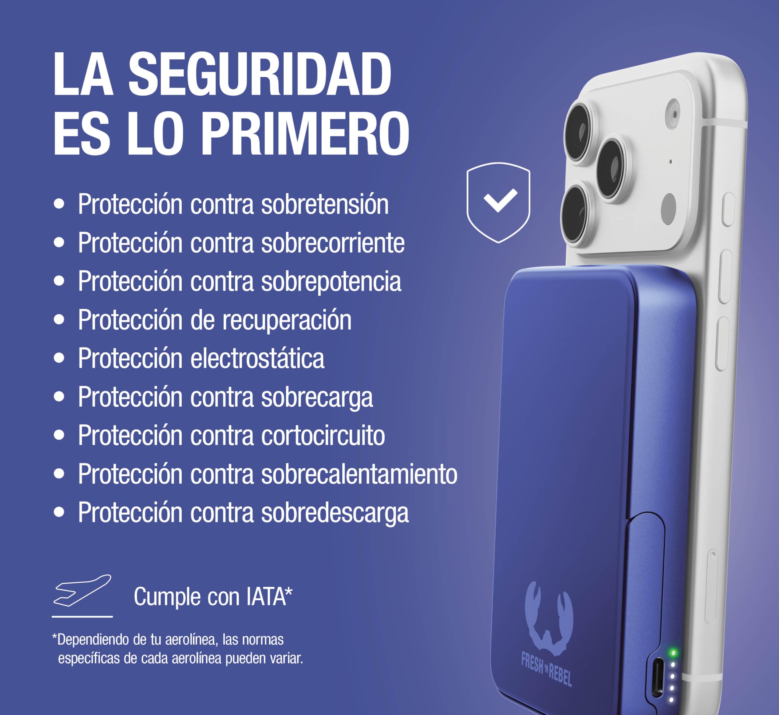 Fresh 'n Rebel Batería Externa Magnética Portátil 10000mAh - Compatible MagSafe - Qi2-15W Carga Rápida Inalámbrica - Power Bank iPhone 17/16/15/14/13/12 y Android Qi - Ultradelgada (True Blue)