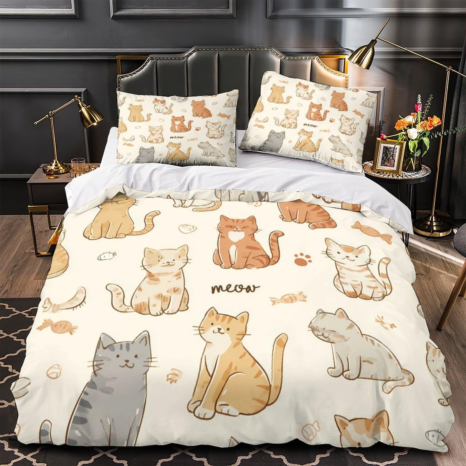 Parure de lit lapin mignon en microfibre King 220x240 pour la chambre d'ado