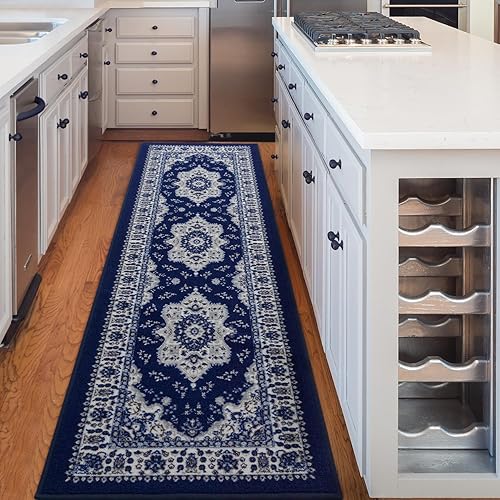 Antep Rugs Alfombras Oriental - Alfombras tradicionales de 2 x 7 pies (antideslizante) de bajo perfil con parte trasera de goma para interiores