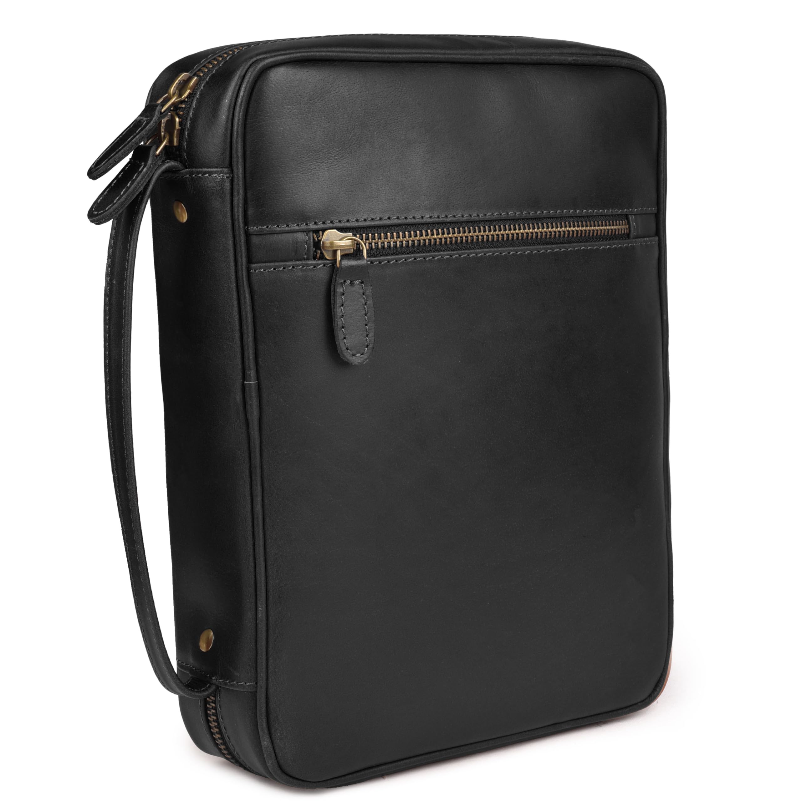 LEATHER VILLAGE Handmade Vintage Leather Bible Cover for Men & Women - Large Protective Bible Case & Organizer for Church, Travel & Study Christian