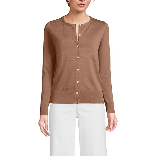 Lands' End Women's Fine Gauge Cotton Cardigan Sweater
