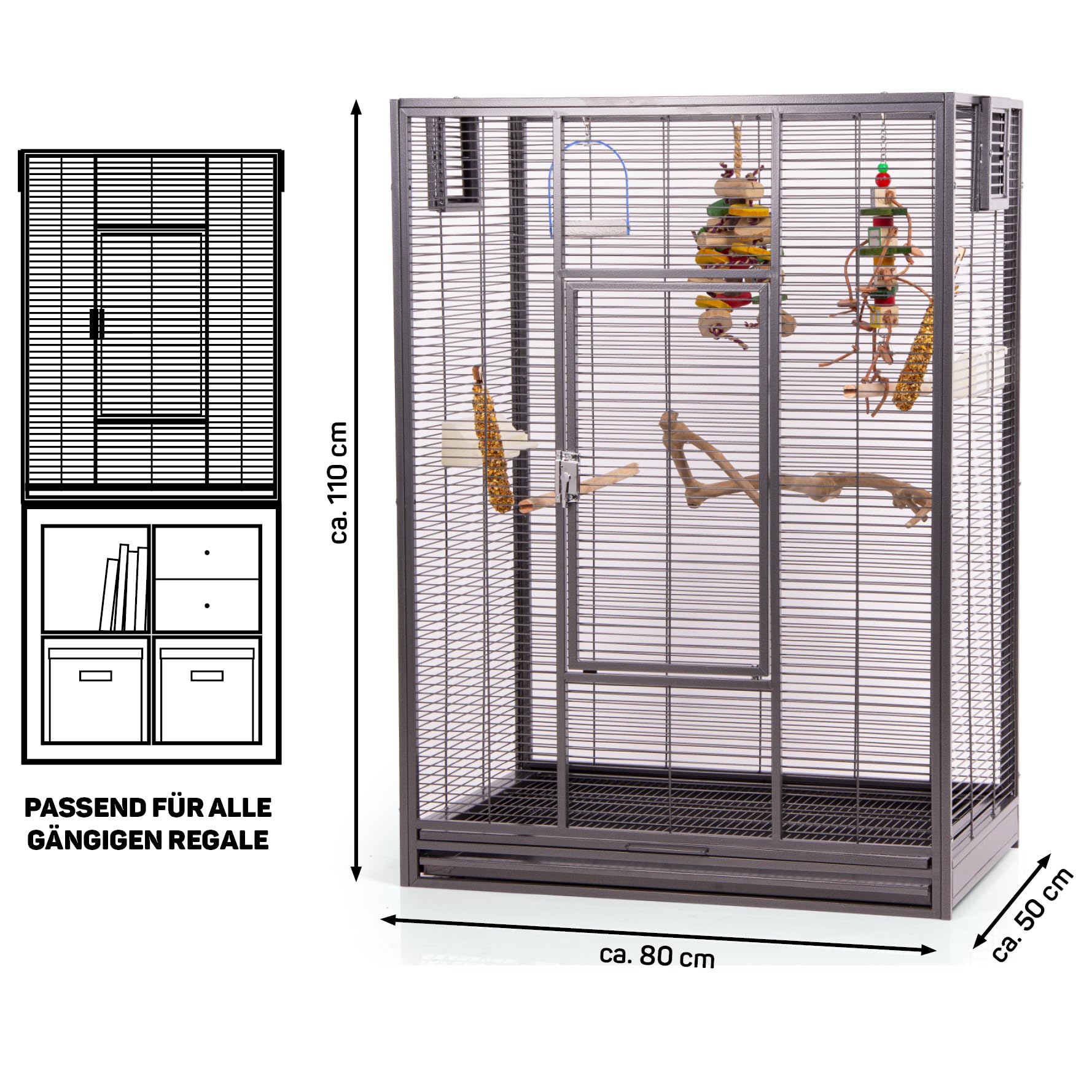 Montana Cages | Premium Vogelvoliere New Melbourne I Vogelkäfig für Sittiche, kleine Papageien, AVILON Pulverbeschichtet, Antik Edition, ca. 80 x 50 x 110 cm
