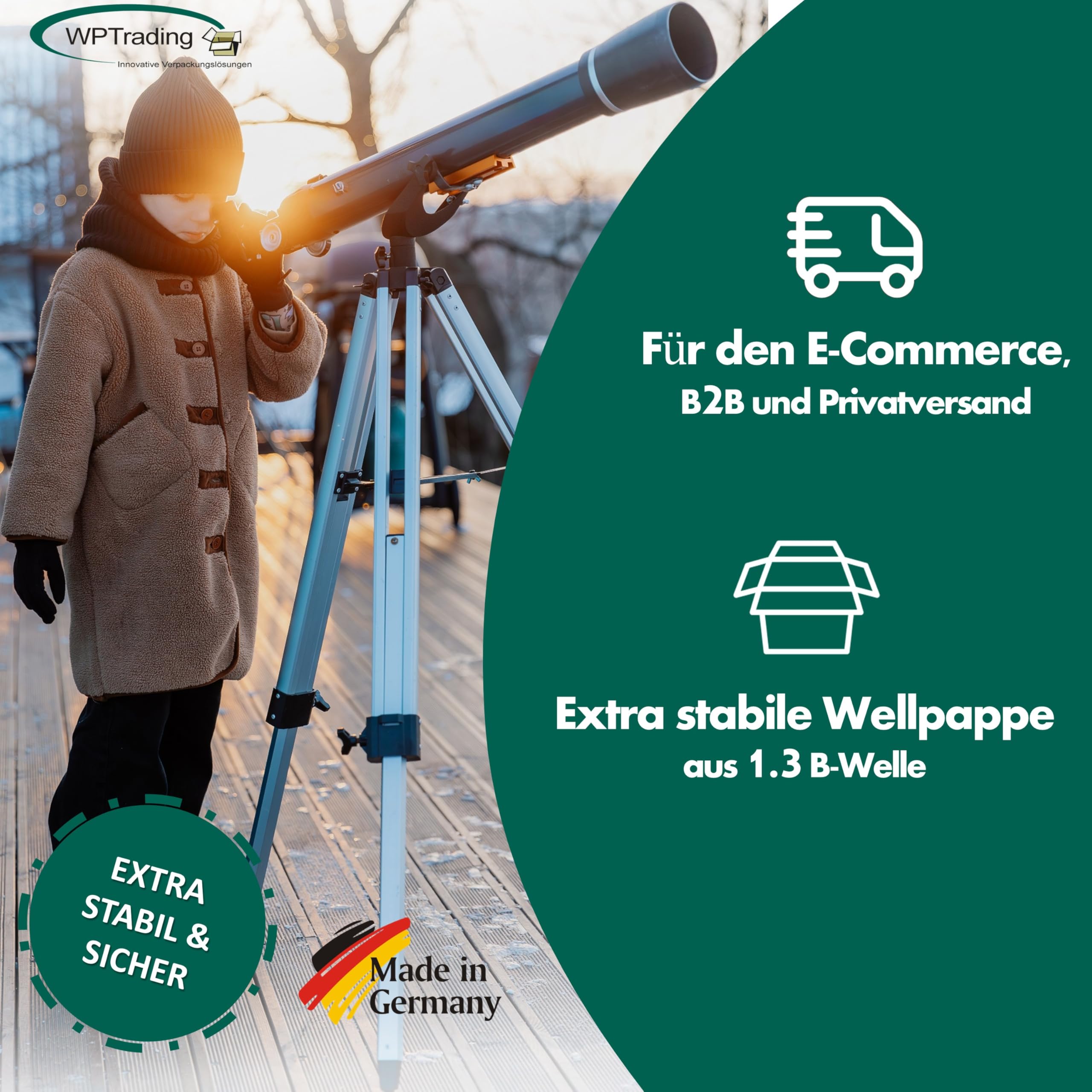 10 Stück Teleskop-Karton zweiteilig 300 x 300 x 1100 mm Braun - Versandhülse lang - Versandkarton individuell erweiterbar - Versand Verpackung für Sonnenschirm, Teppich, Golfschläger & Ski