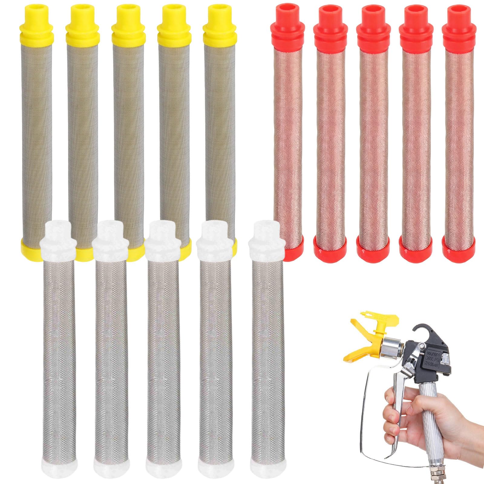 BITEFU 15 filtros de pistola de pulverización sin aire, 60, 100, 200 puntos, pistola de pulverización sin aire, elementos de filtro, filtro para pistola de aire Wagner Airless