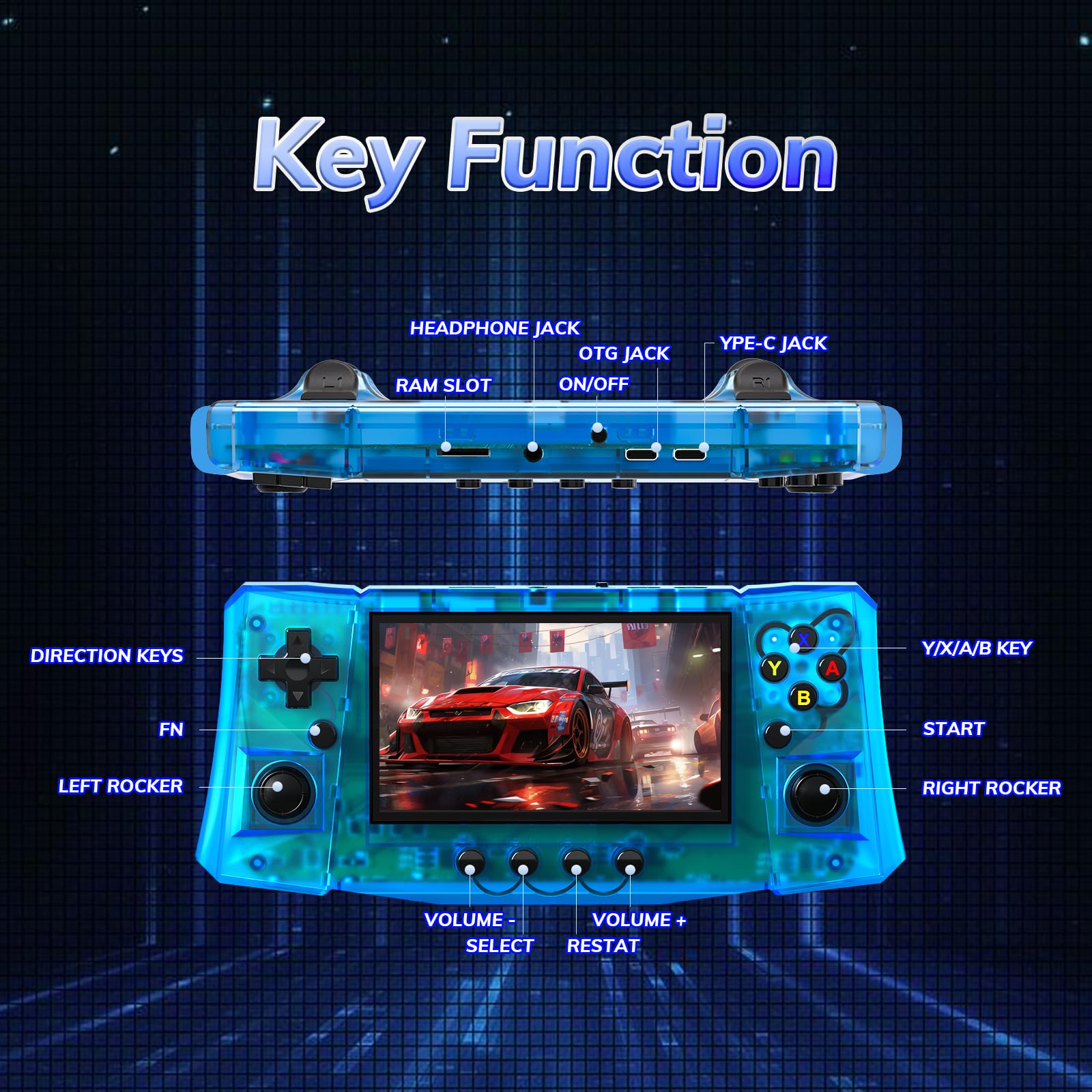 RegiisJoy R50 Ultra 50000 in 1 Handheld Game Console, 4.5 Inch IPS Screen Retro Gaming Consoles Main Emulators - Image 3