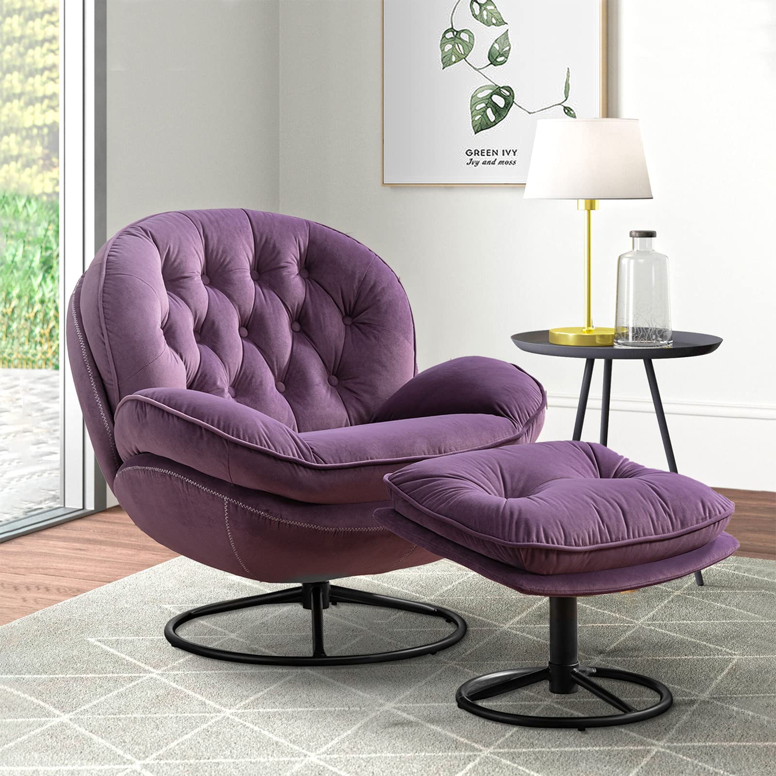 Eloise Purple Accent Chair w/ Ottoman main image 1