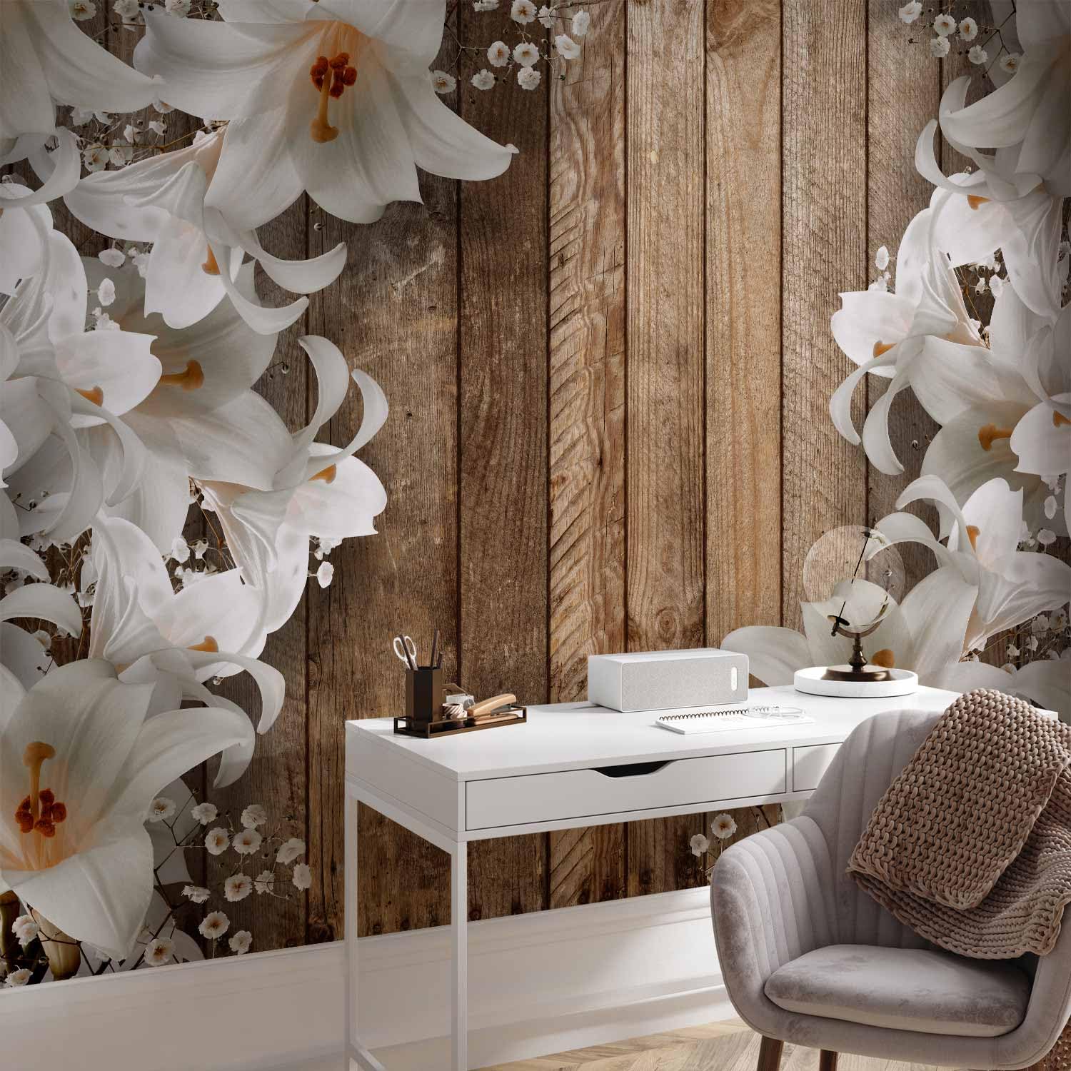 murando - Papier Peint Panoramique Intissé Salon, Bois, 300x210 cm