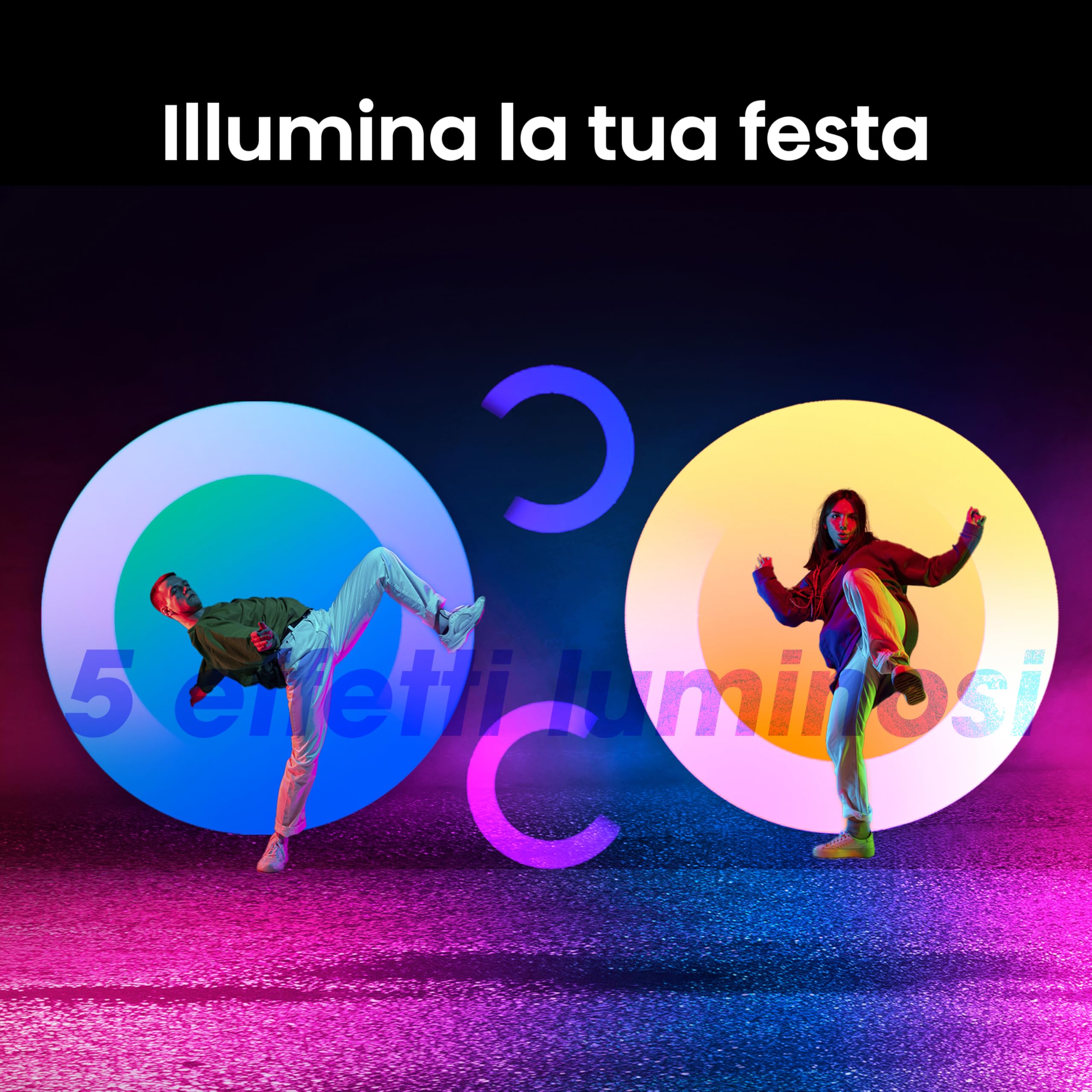 Hisense Party Rocker One, l'altoparlante Bluetooth con una potenza da 300W, woofer integrato,Modalita' Karaoke, wireless charging pad integrato, ingresso e uscita AUX, USB