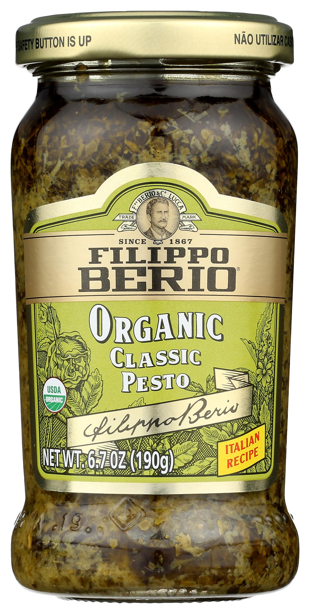 Filippo Berio Organic Classic Pesto, USDA Certified Organic, Gluten Free, 6.7 Ounce (Pack of 6)