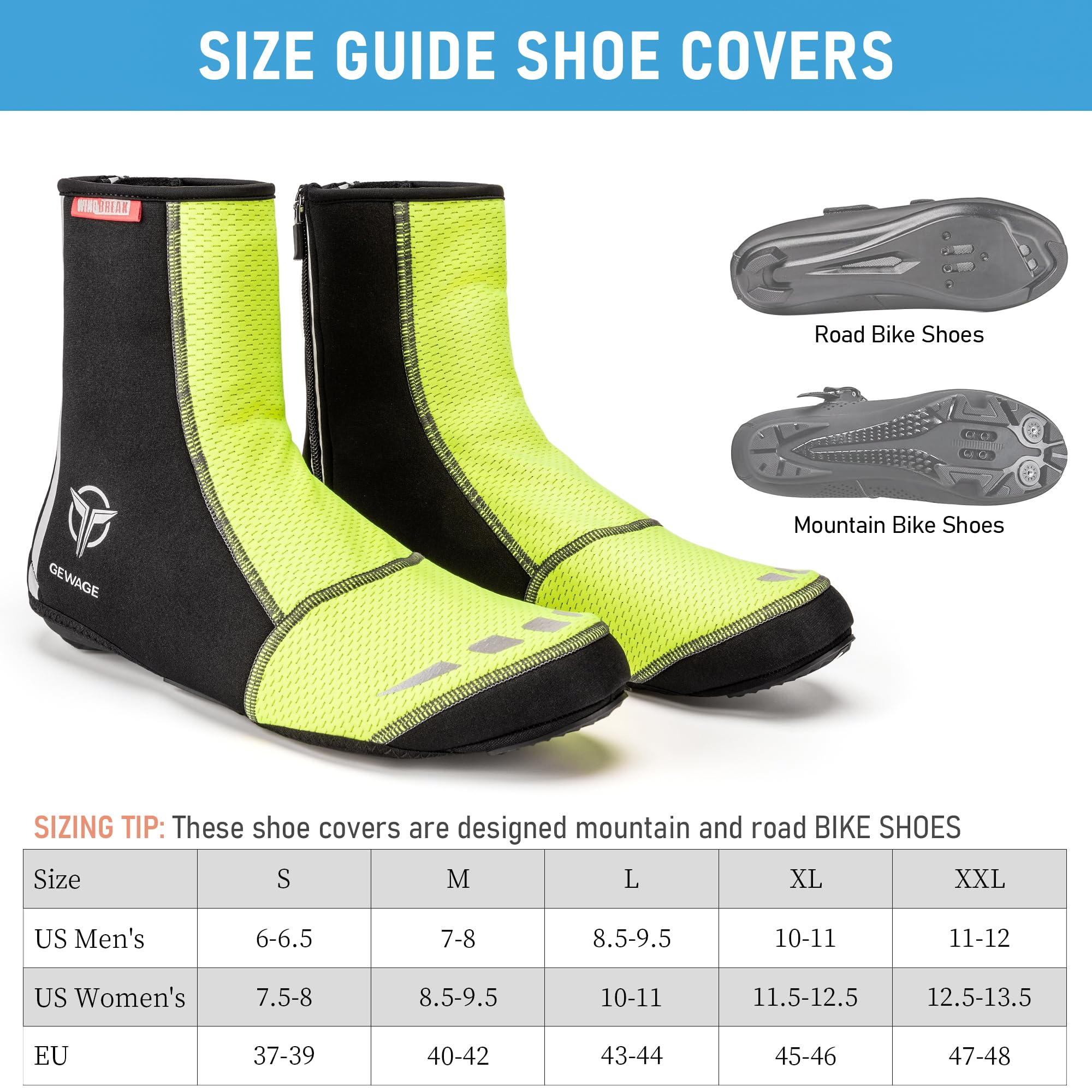 GEWAGE Copriscarpe da ciclismo, caldi, antivento, per mountain bike, ciclismo su strada, copriscarpe da ciclismo per uomo e donna
