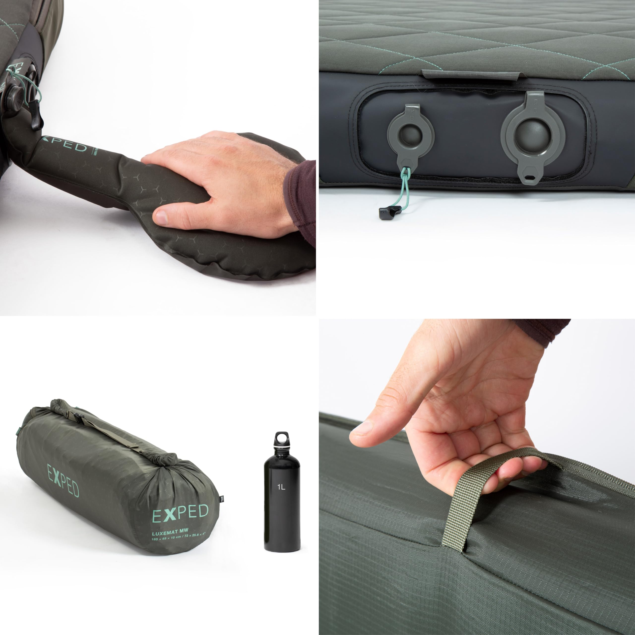 Exped LuxeMat Single MW - Colchoneta de dormir de lujo autoinflable, almohadilla de espuma de 4 pulgadas, bomba incluida