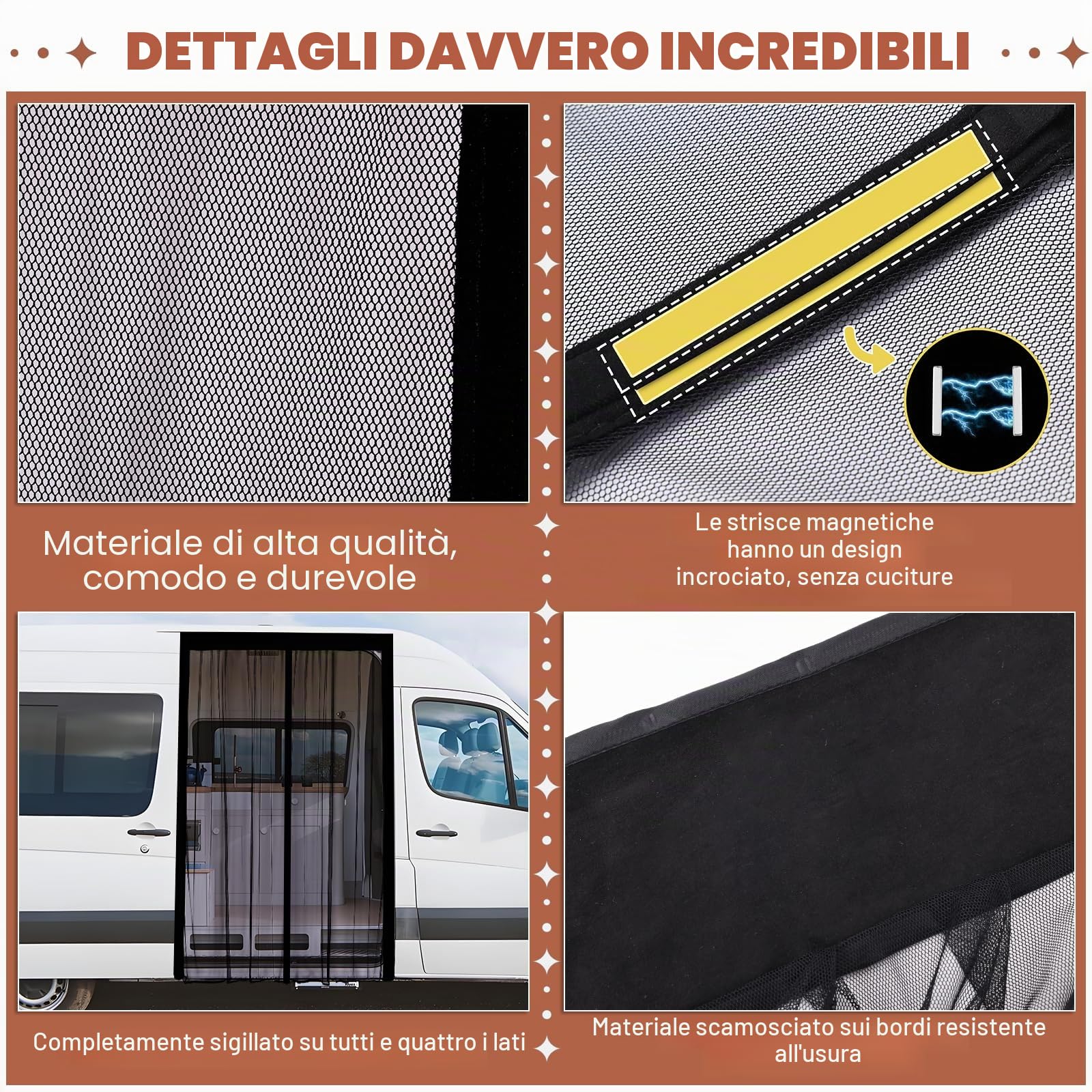 Zanzariera Magnetica Porta Scorrevole Laterale per Furgone - 150 x 110 cm | Varietà di Dimensioni - per Molti Modelli, Fissaggio Magnetico, Zanzariera Universale - Speciale per Camper e Autocaravan