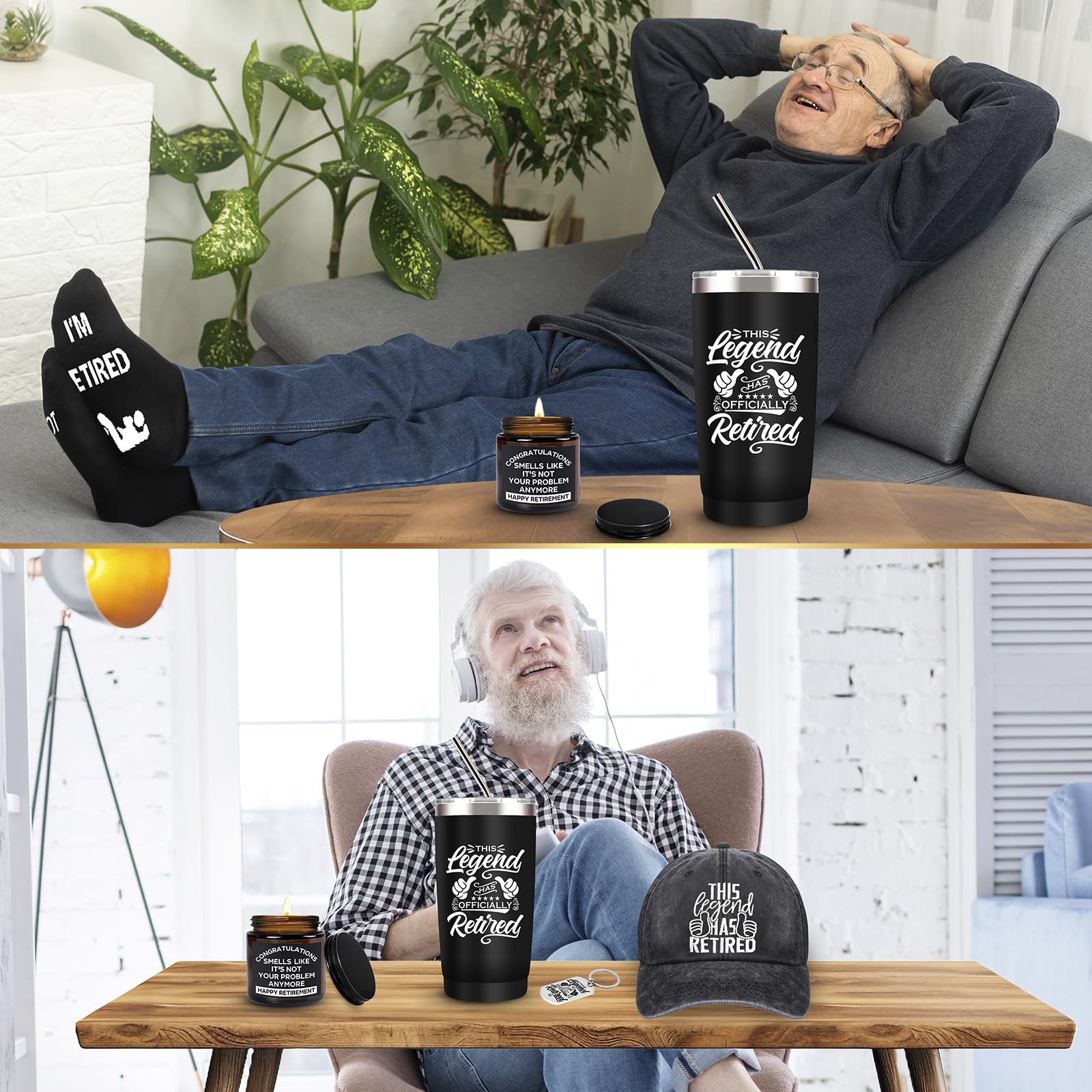 10 Pcs Retirement Gifts for Men 2026, This Legend Has Retired, Happy Retirement Gifts for Dad, Grandpa, Coworker, Teachers, Boss, Friends, Retirees, 20 Oz Tumbler Best Retirement Gifts Basket