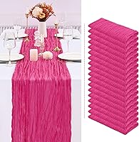 Vista 393 de Showgeous 10 Pack Baby Pink Cheesecloth Table Runner 10FT Long Semi-Sheer Gauze Table Runner Boho or Rustic Wedding Decor for Wedding Decor Arch