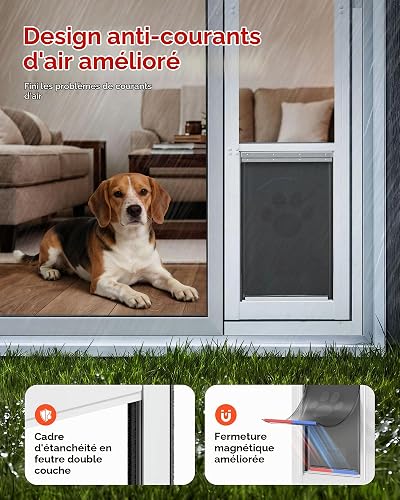 VEVOR Sportello per Cani per Porte Scorrevoli con Apertura a Battente, Telaio in Lega di Alluminio con Sportello e Chiusura di Sicurezza, per Cani di Taglia Grande e Porte Esterne Abitazioni Affittate - 4