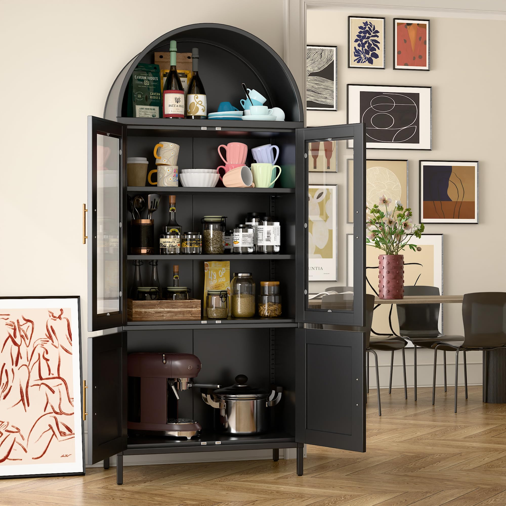 SUPEER Buffet Vitrine en Métal avec Dôme Arrondi