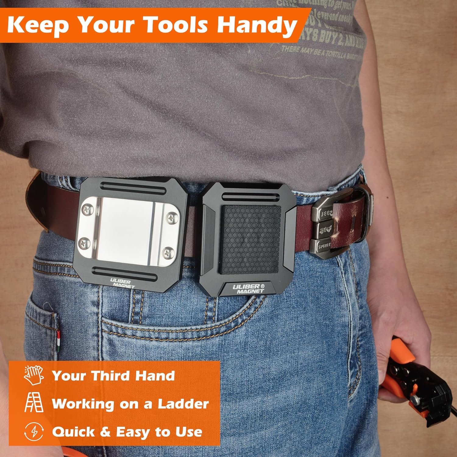 ULIBERMAGNET Magnetisches Werkzeug Holster, Heavy Duty Clip-On Gürtelhalter, Soild Aluminium Starke Werkzeug Holster Gürtelclip für Schraubendreher, Bohrer, Hammer, Zangen, Nägel, Hardware Werkzeuge